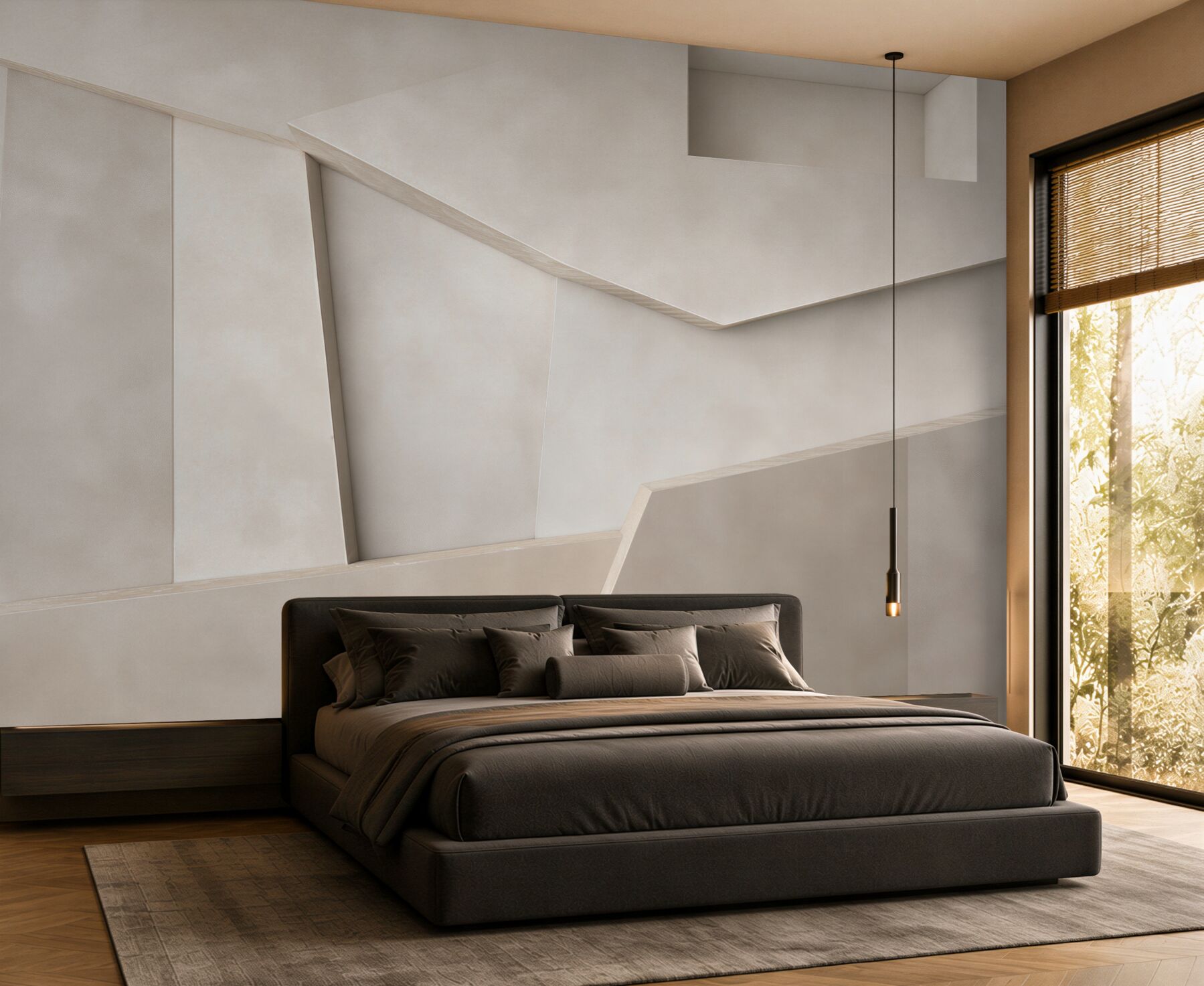 Fototapeta abstrakcyjne panele 3D beżowe nowoczesne do minimalistycznego wnętrza?v23