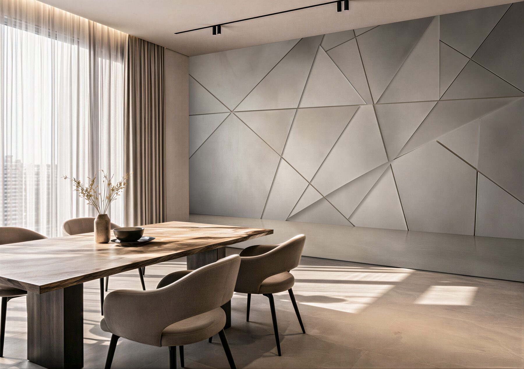 Fototapeta geometryczne trójkąty beżowe 3D do nowoczesnego wnętrza?v23