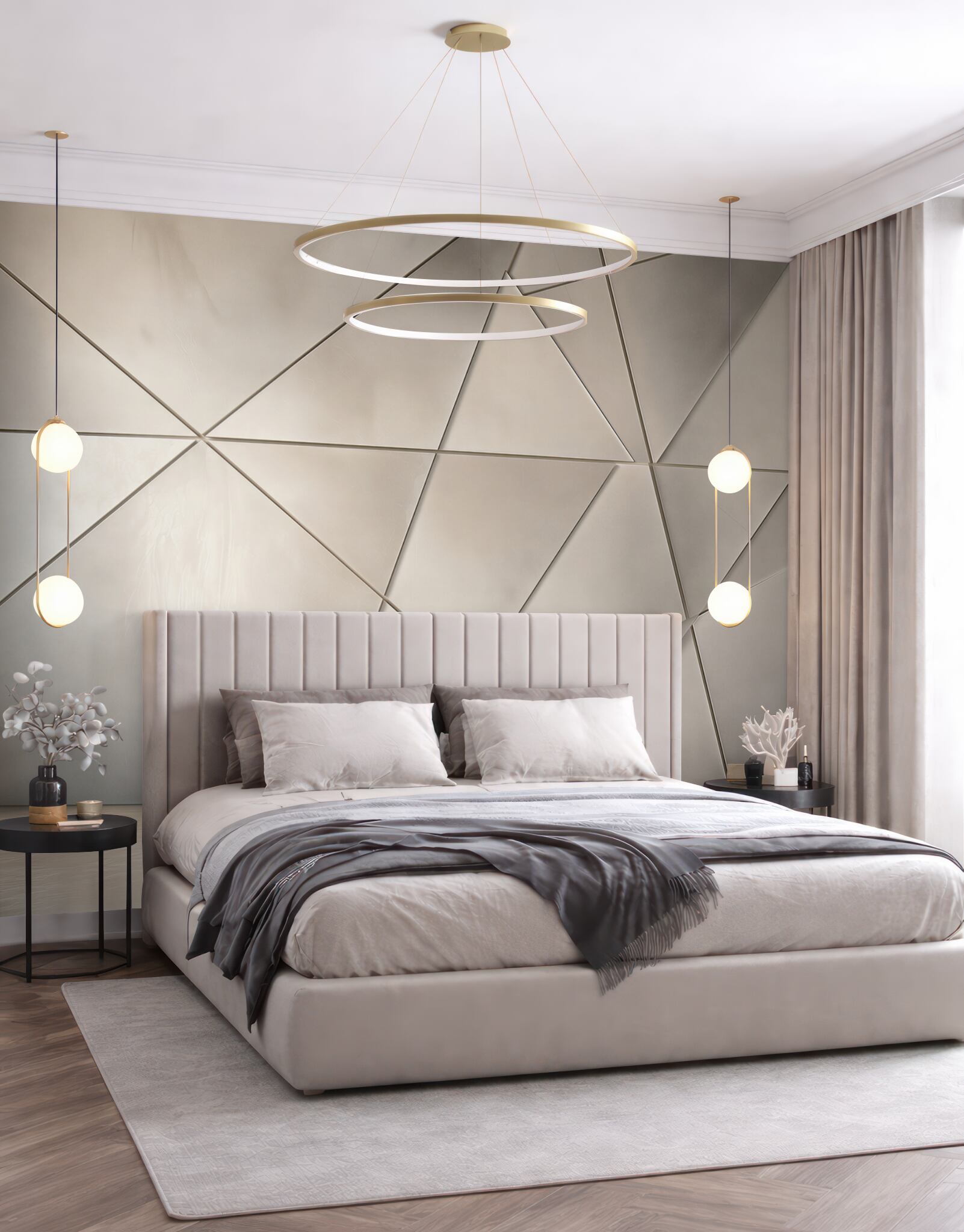 Fototapeta geometryczne trójkąty beżowe 3D do nowoczesnego wnętrza?v23