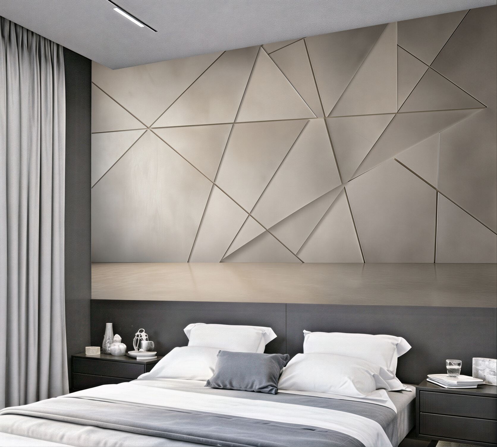 Fototapeta geometryczne trójkąty beżowe 3D do nowoczesnego wnętrza?v23