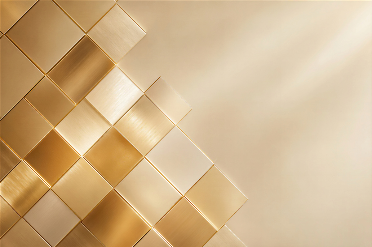 Fototapeta złote geometryczne panele 3D nowoczesna abstrakcja glamour