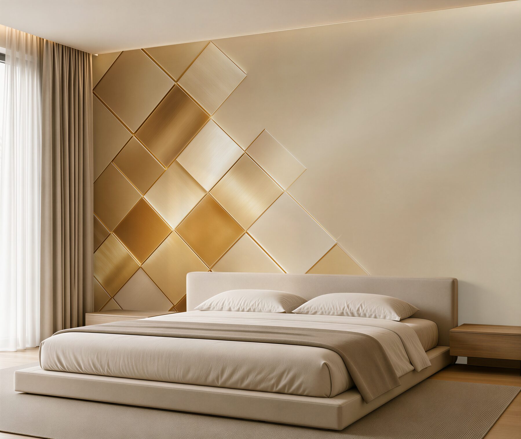 Fototapeta złote geometryczne panele 3D nowoczesna abstrakcja glamour?v23