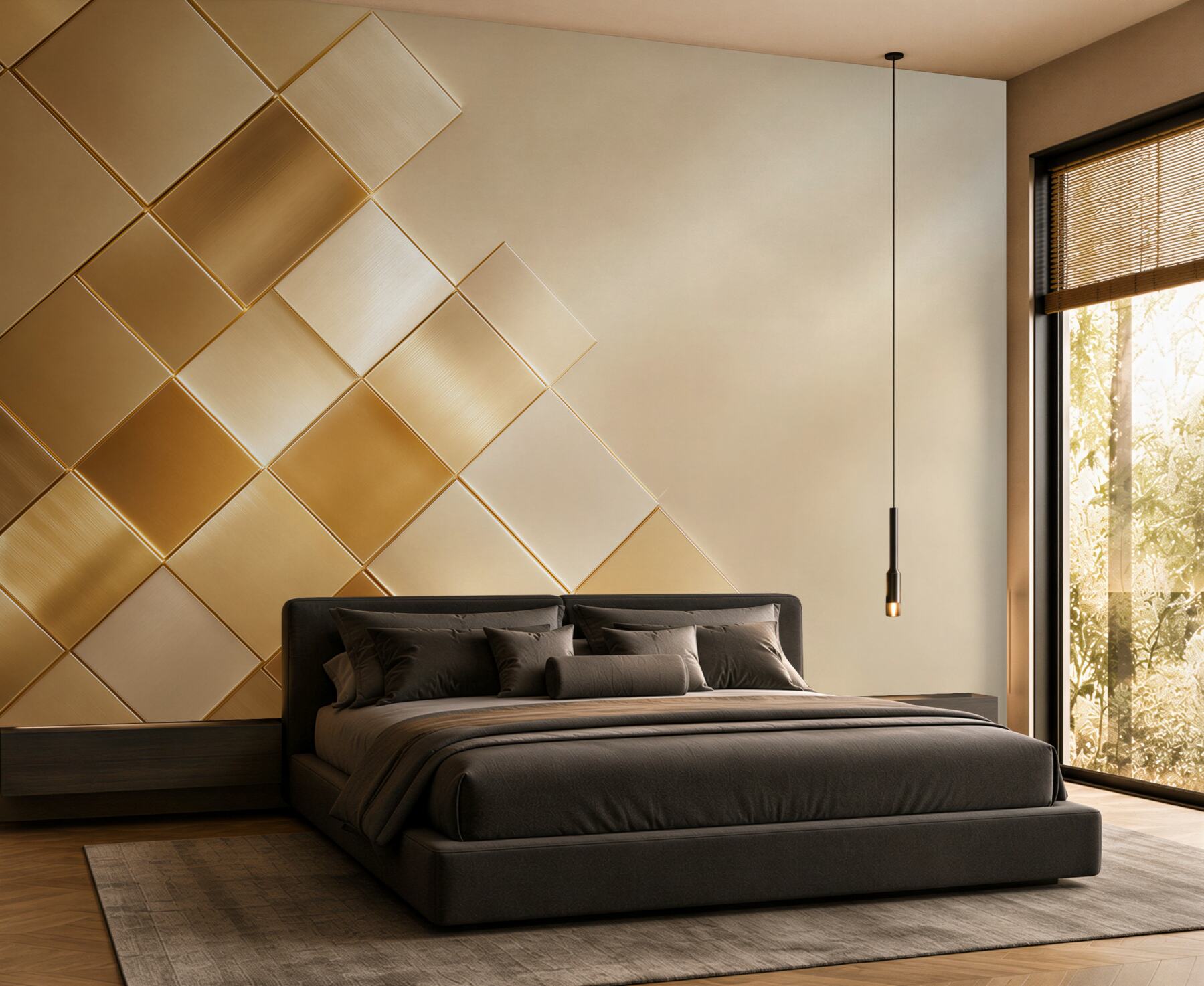 Fototapeta złote geometryczne panele 3D nowoczesna abstrakcja glamour?v23