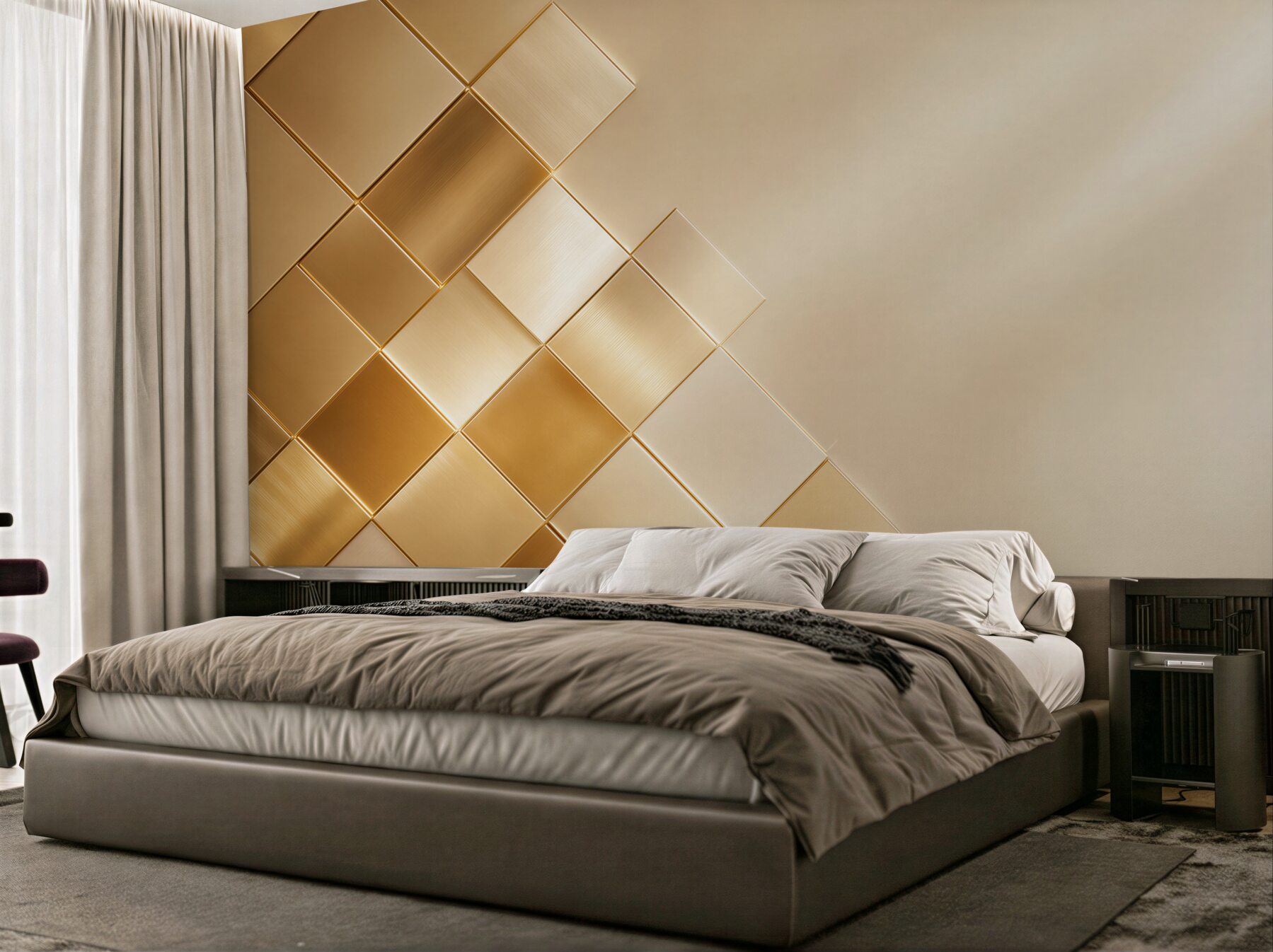 Fototapeta złote geometryczne panele 3D nowoczesna abstrakcja glamour?v23