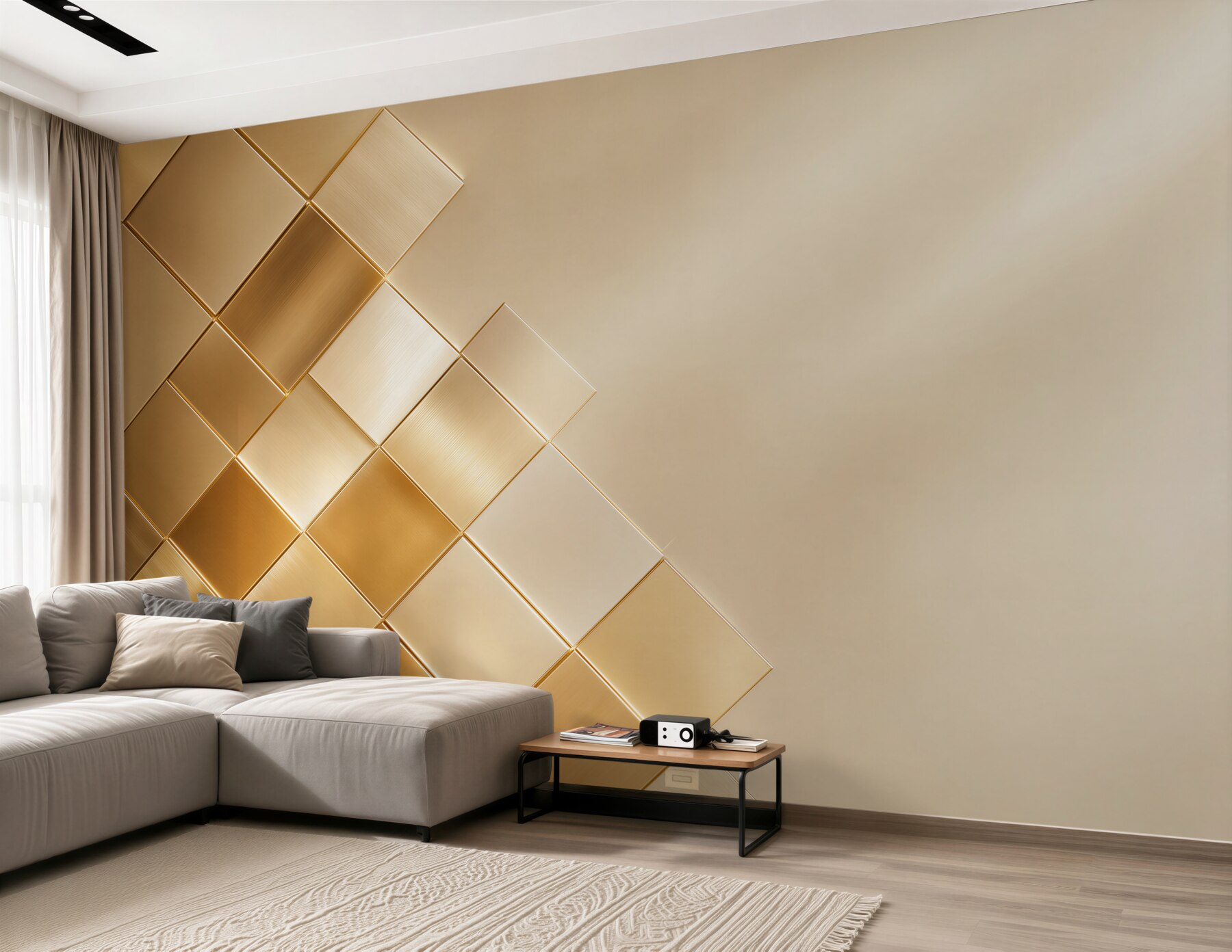 Fototapeta złote geometryczne panele 3D nowoczesna abstrakcja glamour?v23