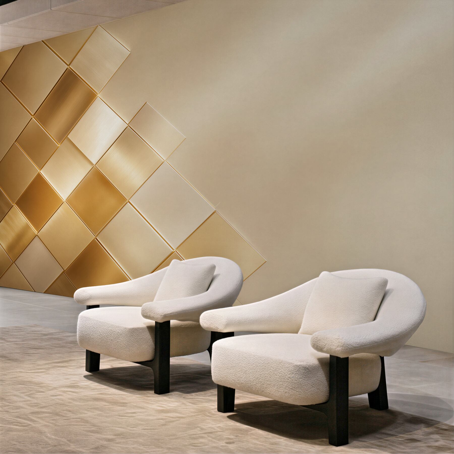 Fototapeta złote geometryczne panele 3D nowoczesna abstrakcja glamour?v23