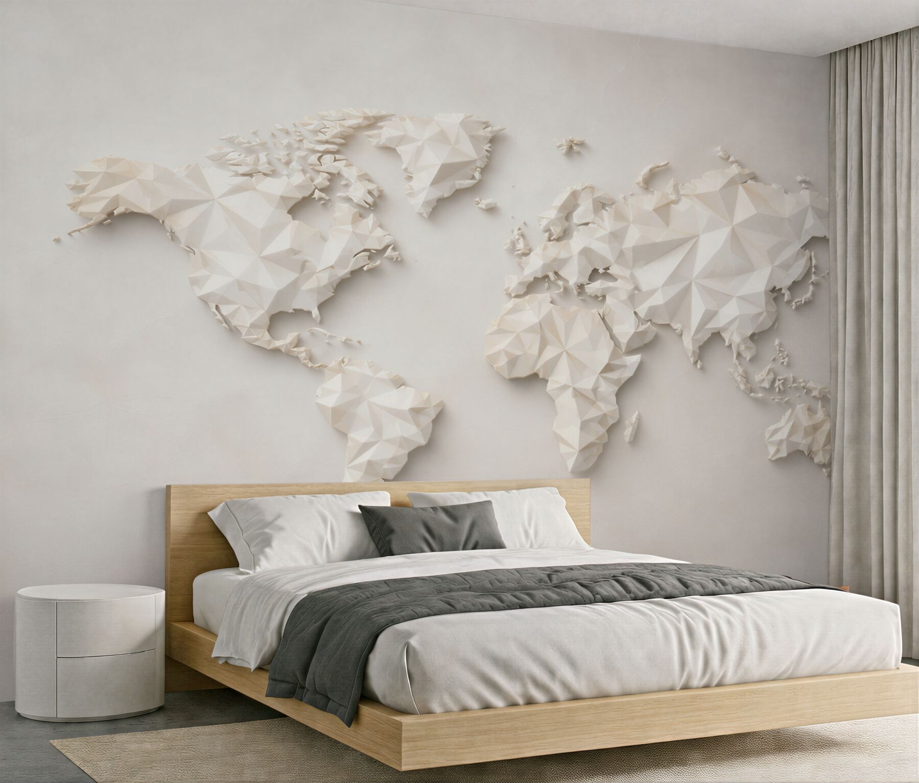Fototapeta mapa świata 3D geometryczna beżowa do nowoczesnego biura?v23