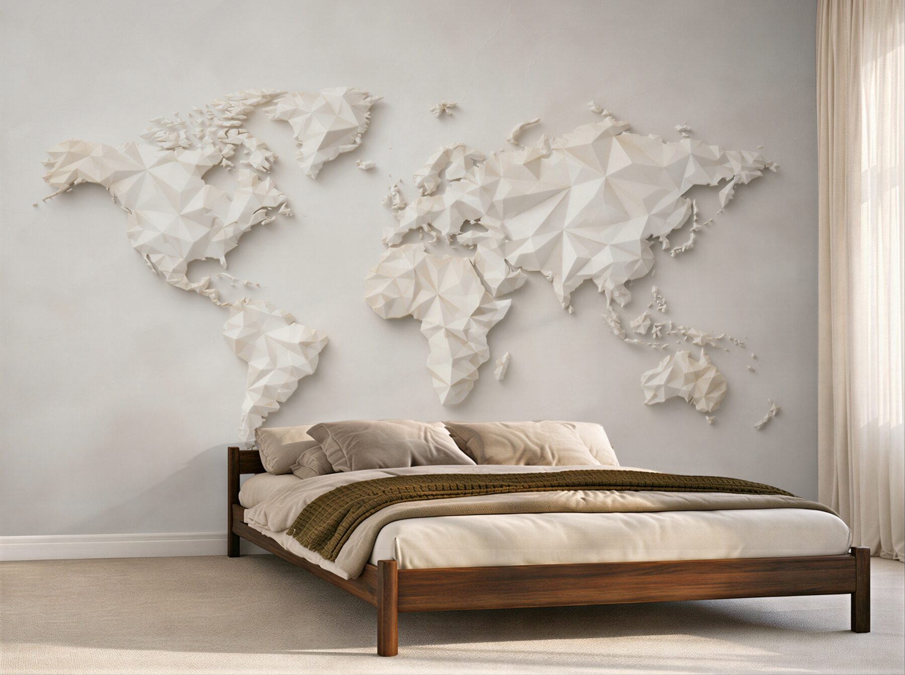 Fototapeta mapa świata 3D geometryczna beżowa do nowoczesnego biura?v23