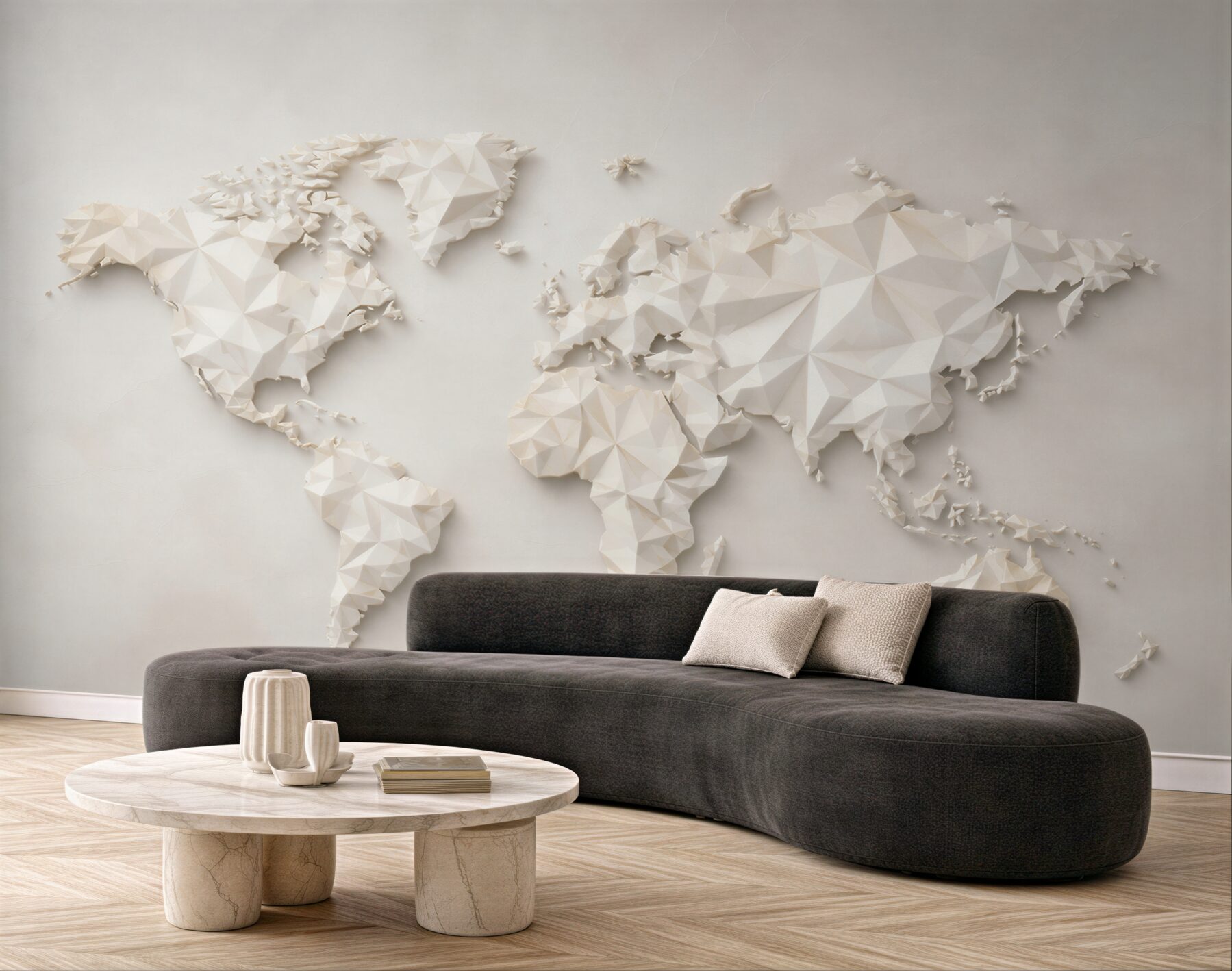 Fototapeta mapa świata 3D geometryczna beżowa do nowoczesnego biura?v23