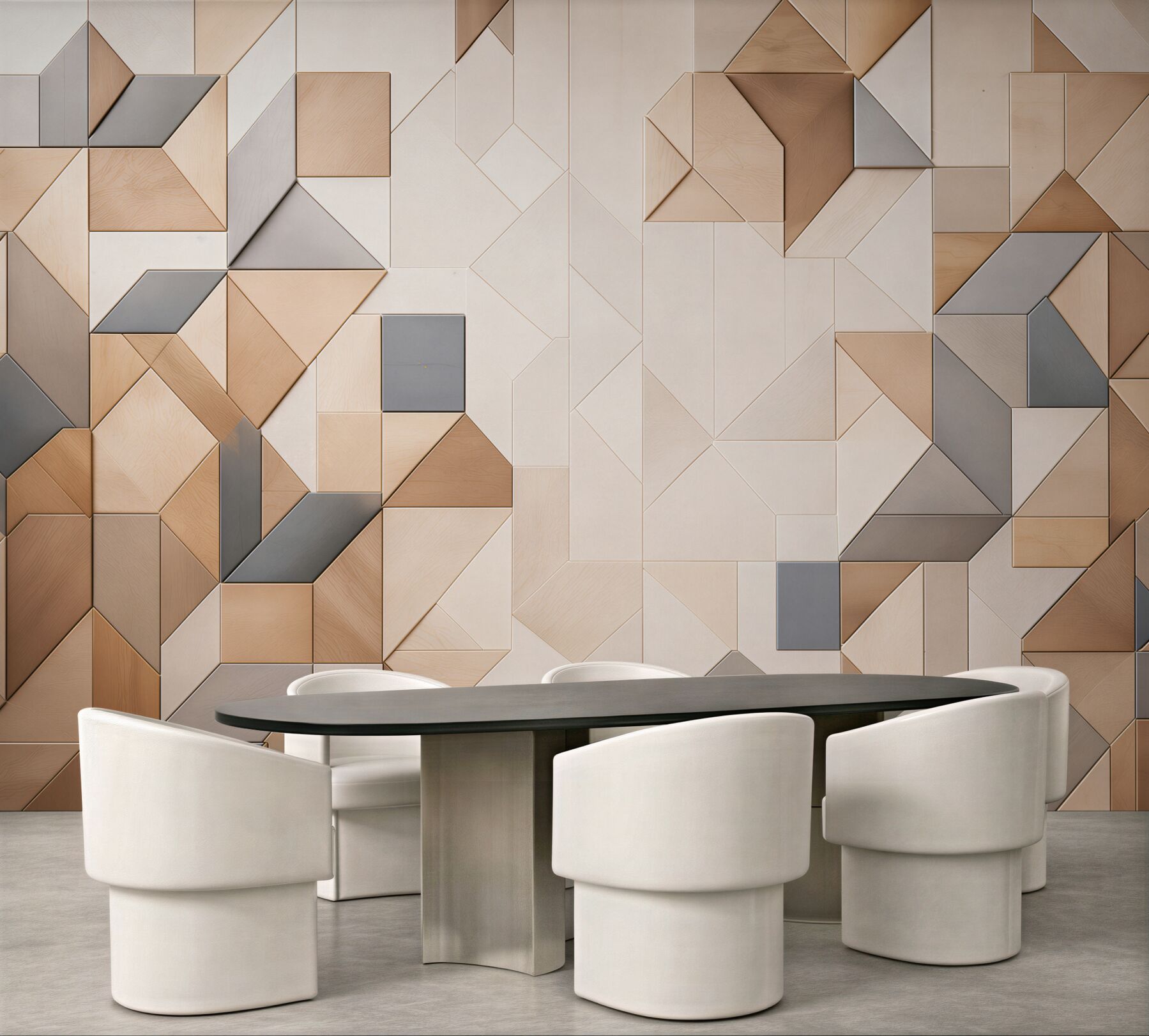 Fototapeta geometryczne panele drewniane beżowo szare nowoczesne 3D?v23