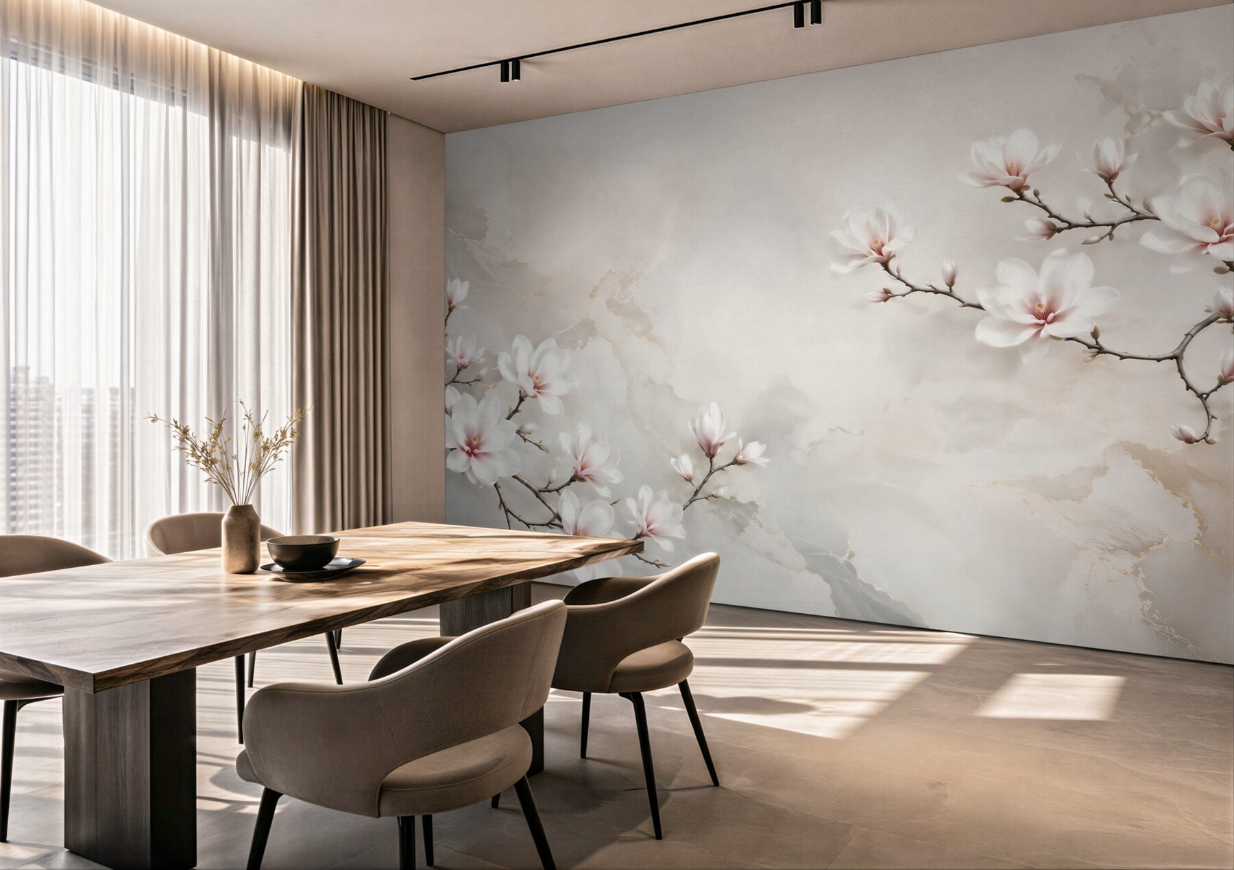 Fototapeta magnolie białe na jasnym marmurze subtelna elegancja?v23