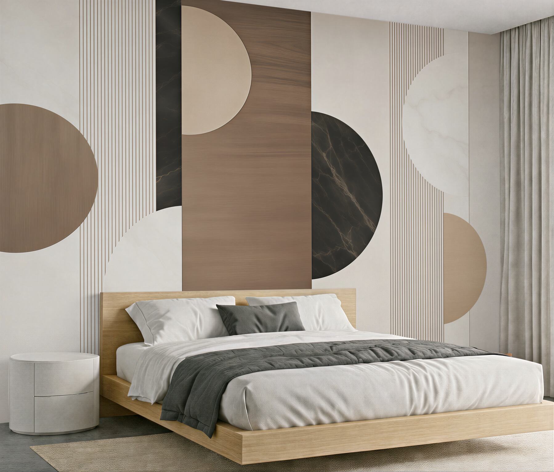 Fototapeta geometryczne koła i pionowe linie beżowe nowoczesna abstrakcja?v23