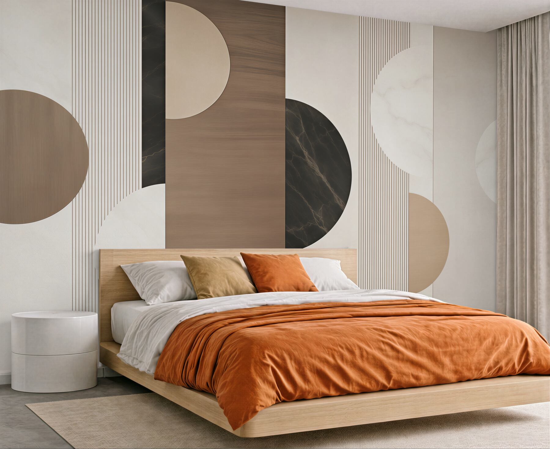 Fototapeta geometryczne koła i pionowe linie beżowe nowoczesna abstrakcja?v23