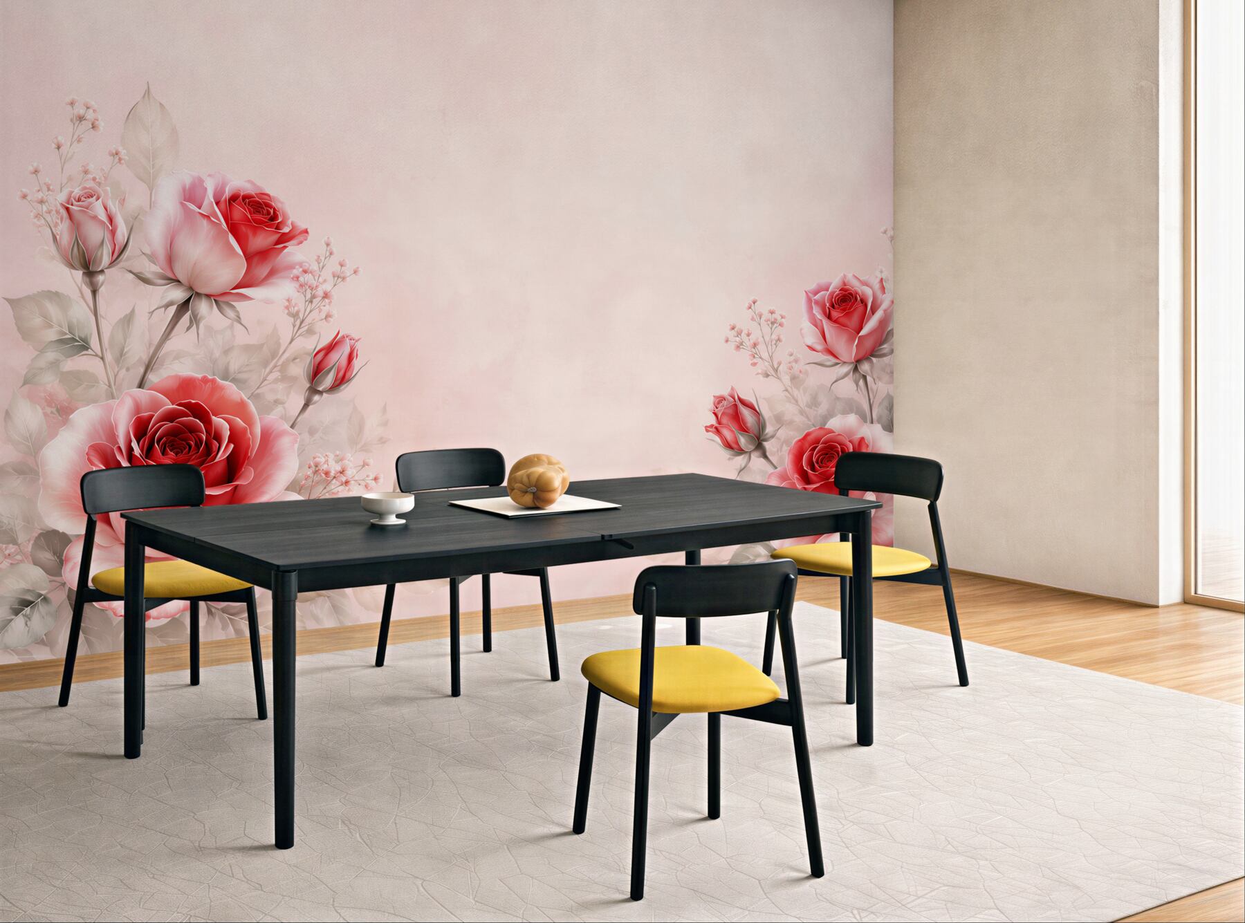 Fototapeta czerwone róże na pudrowym tle elegancka romantyczna?v23