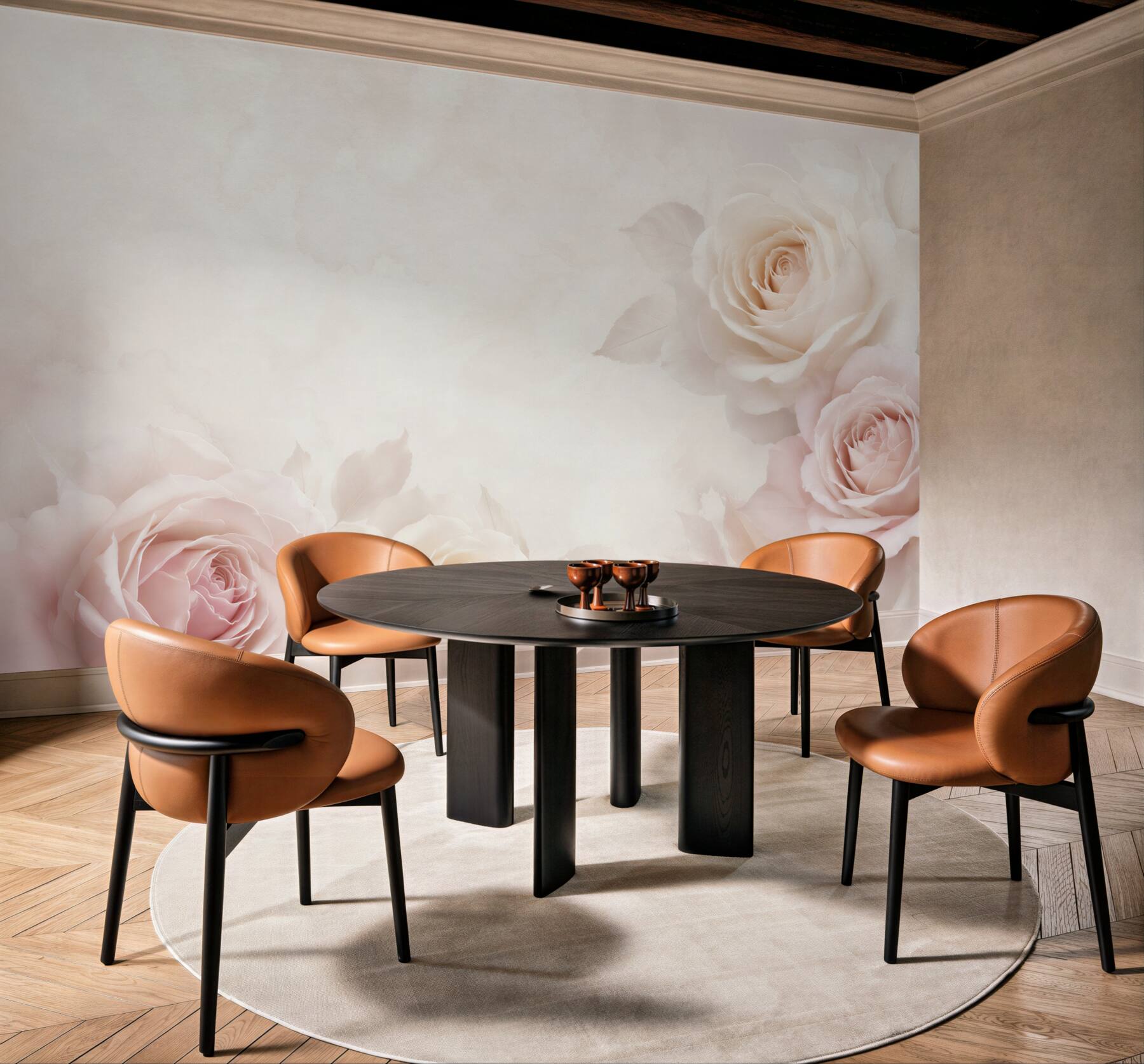 Fototapeta delikatne róże kremowo różowe elegancka do sypialni?v23