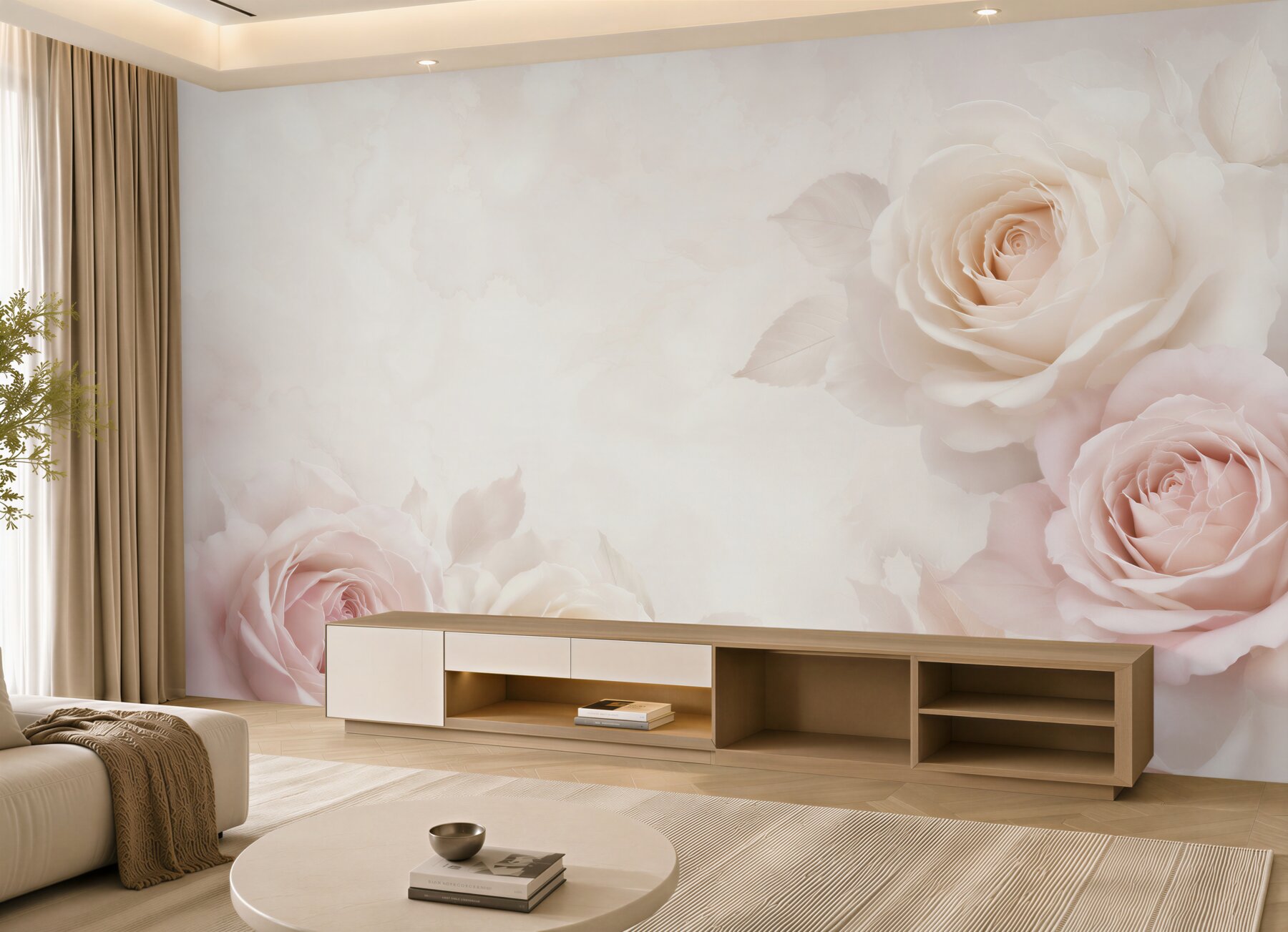 Fototapeta delikatne róże kremowo różowe elegancka do sypialni?v23