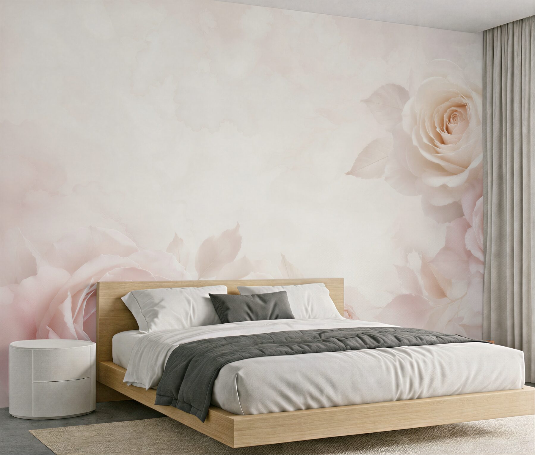 Fototapeta delikatne róże kremowo różowe elegancka do sypialni?v23
