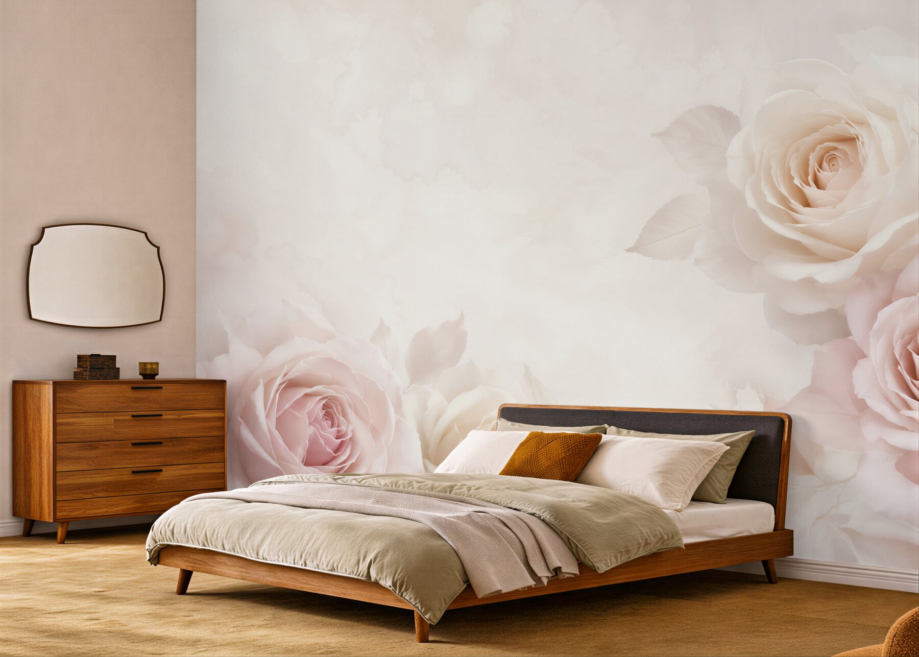 Fototapeta delikatne róże kremowo różowe elegancka do sypialni?v23