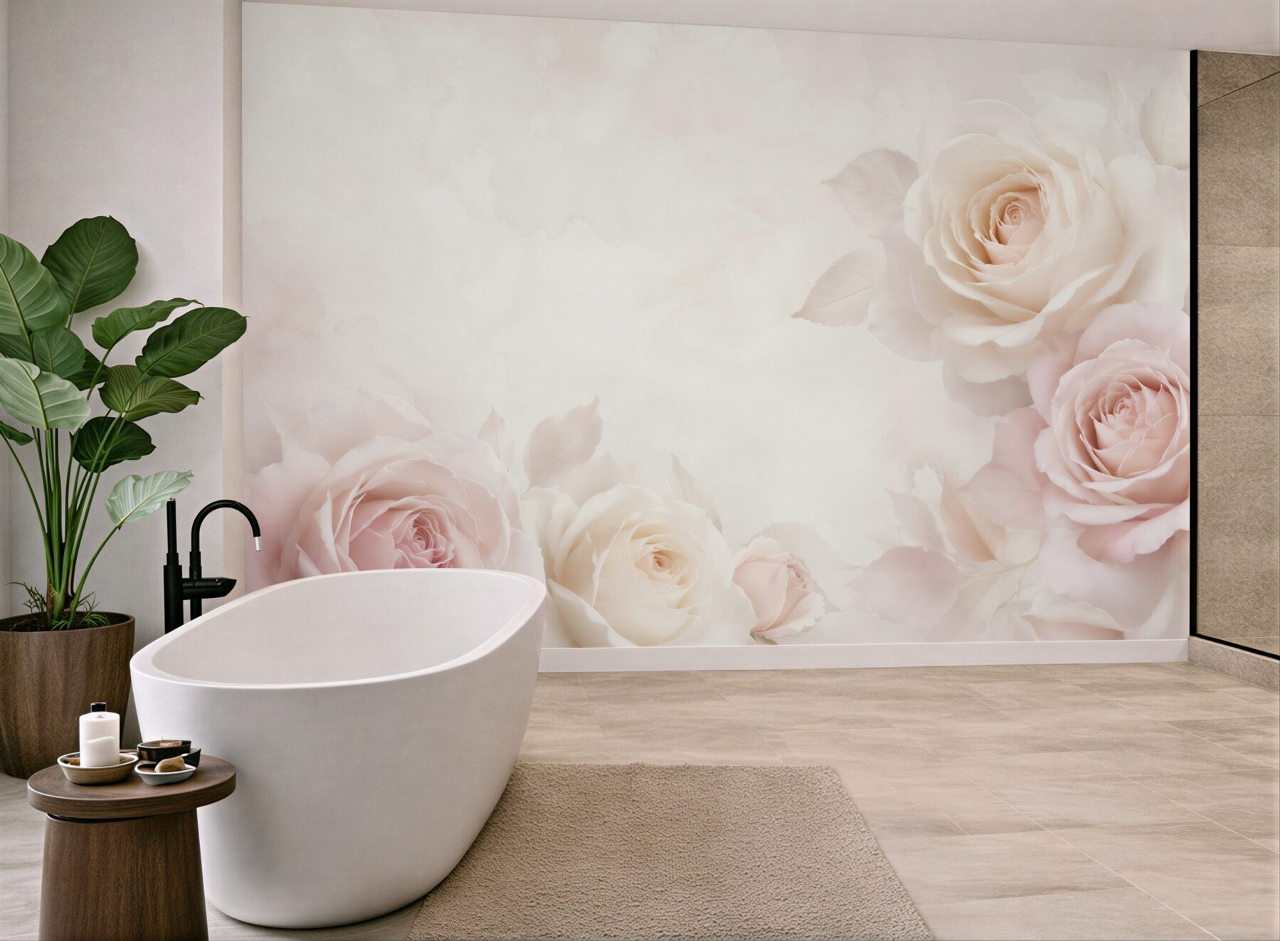 Fototapeta delikatne róże kremowo różowe elegancka do sypialni?v23