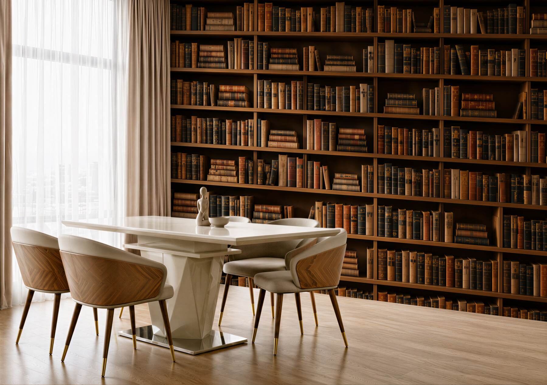 Fototapeta regał z książkami brązowa biblioteka w klasycznym stylu?v23