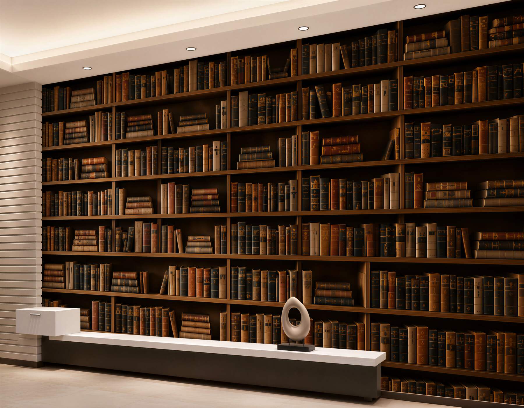 Fototapeta regał z książkami brązowa biblioteka w klasycznym stylu?v23