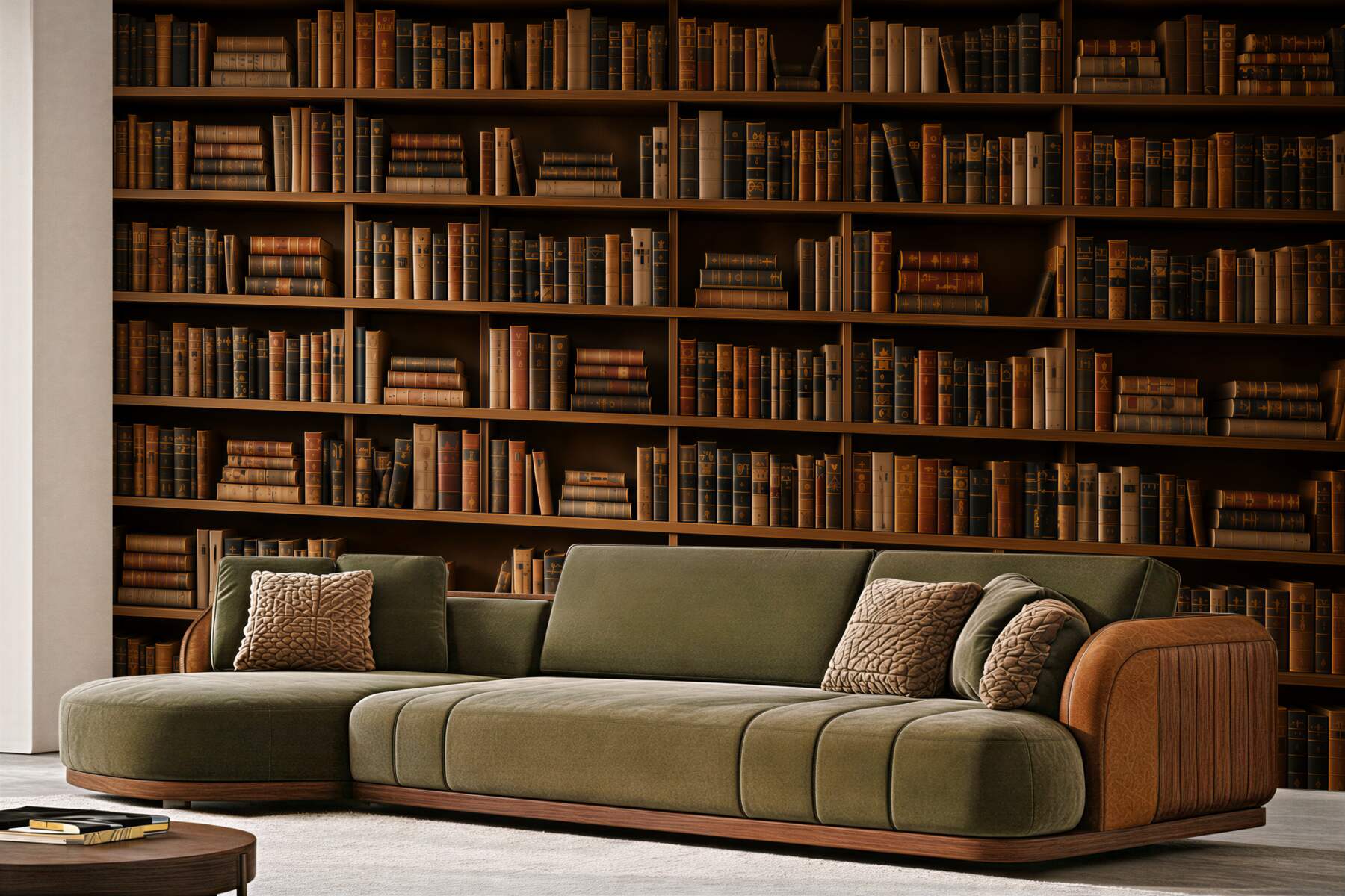 Fototapeta regał z książkami brązowa biblioteka w klasycznym stylu?v23