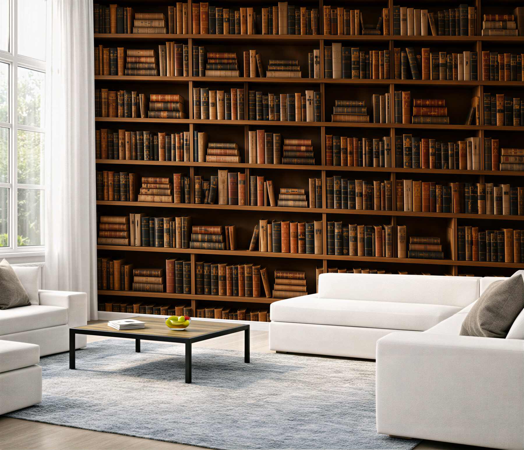 Fototapeta regał z książkami brązowa biblioteka w klasycznym stylu?v23