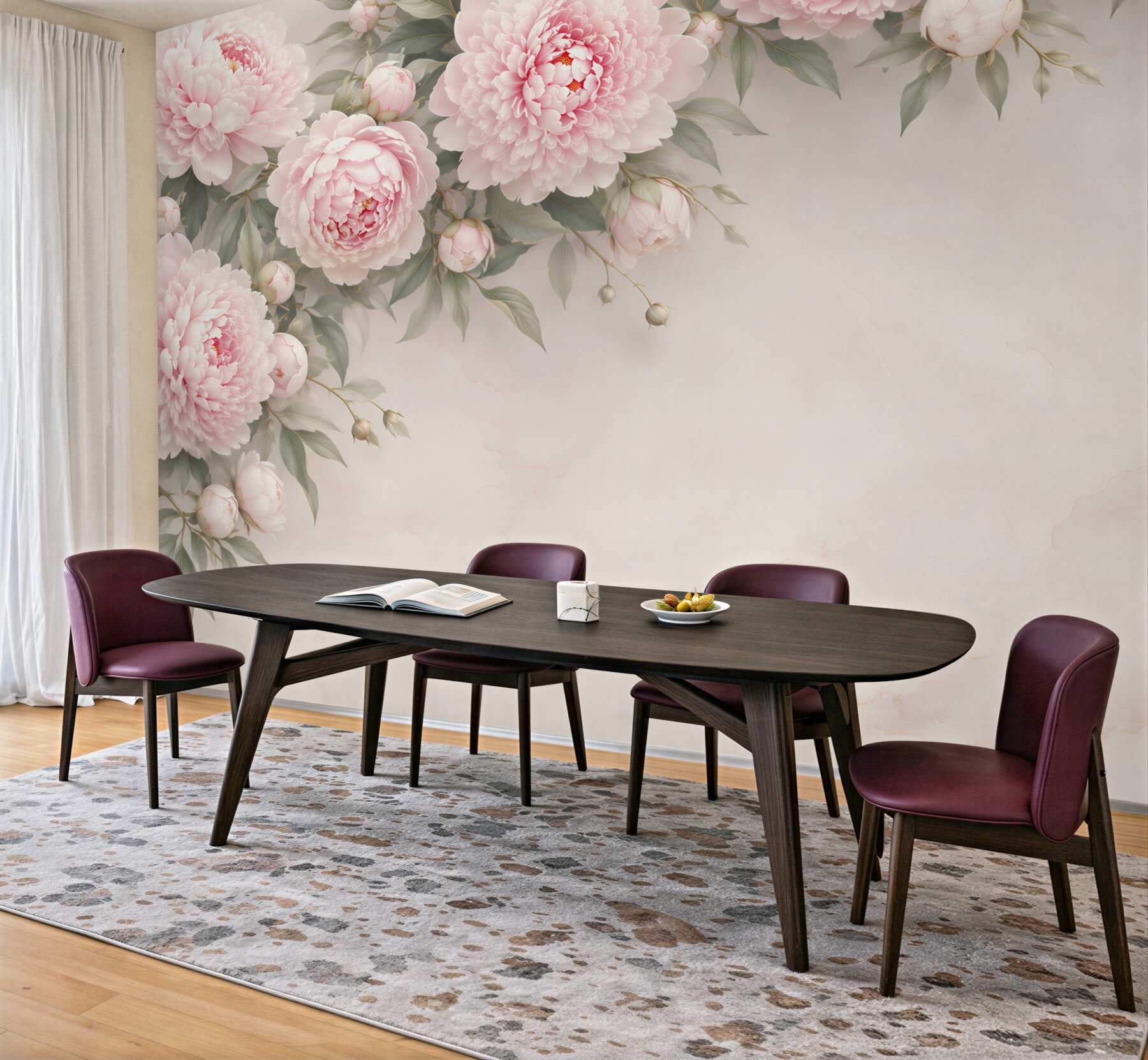 Fototapeta piwonie pudrowy róż na marmurkowym tle elegancka?v23