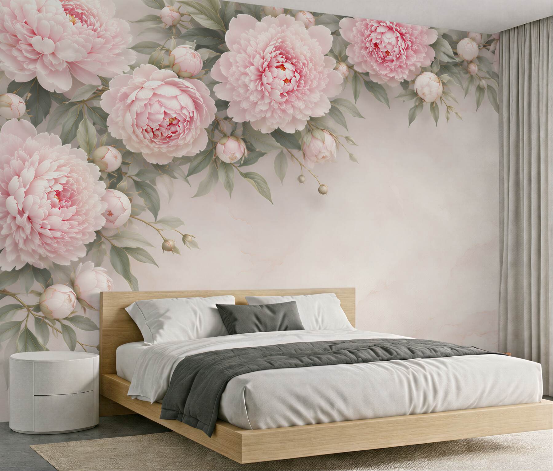 Fototapeta piwonie pudrowy róż na marmurkowym tle elegancka?v23