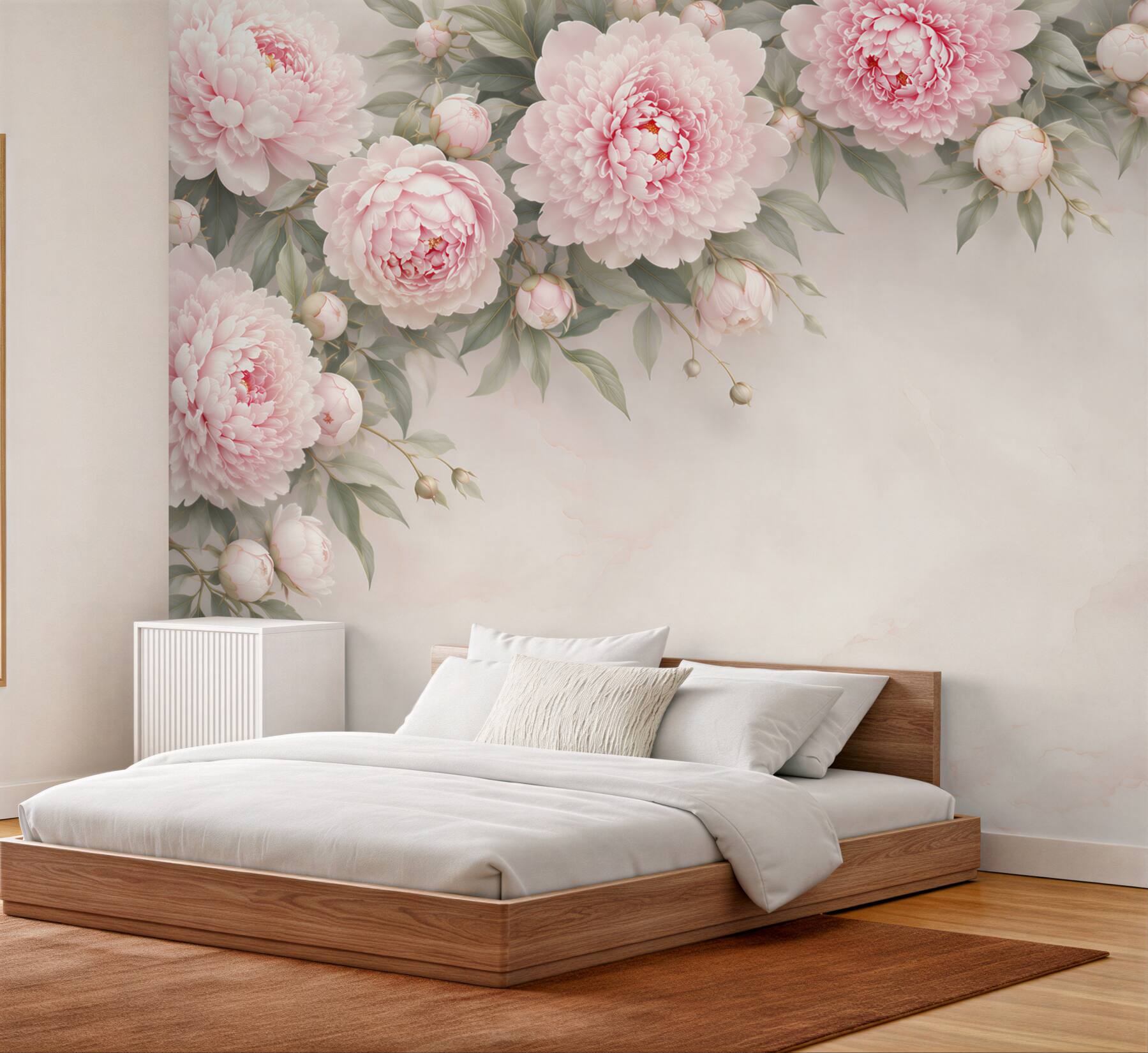 Fototapeta piwonie pudrowy róż na marmurkowym tle elegancka?v23