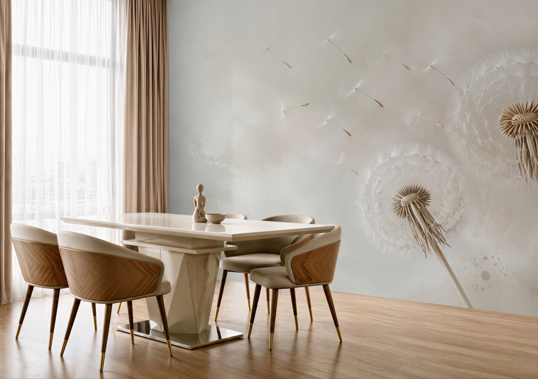Fototapeta dmuchawce beżowe delikatne w minimalistycznym stylu?v23