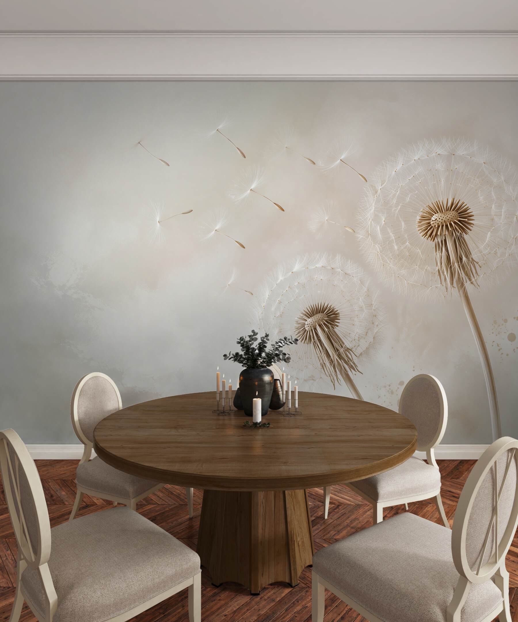 Fototapeta dmuchawce beżowe delikatne w minimalistycznym stylu?v23
