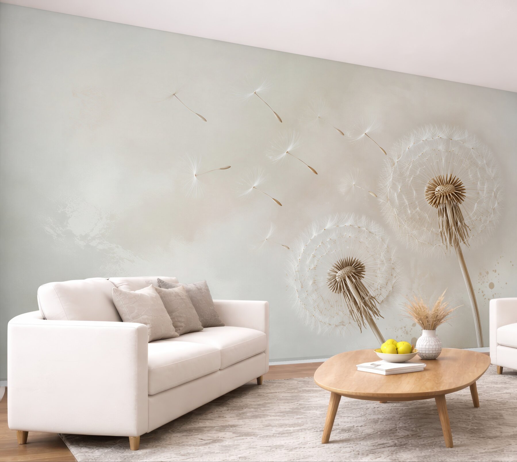 Fototapeta dmuchawce beżowe delikatne w minimalistycznym stylu?v23