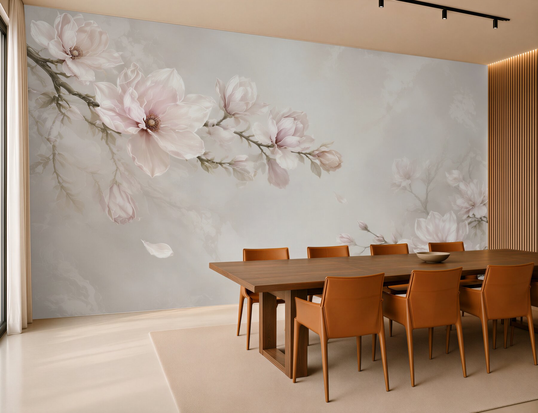 Fototapeta kwitnące magnolie pudrowy róż na jasnym tle elegancka?v23