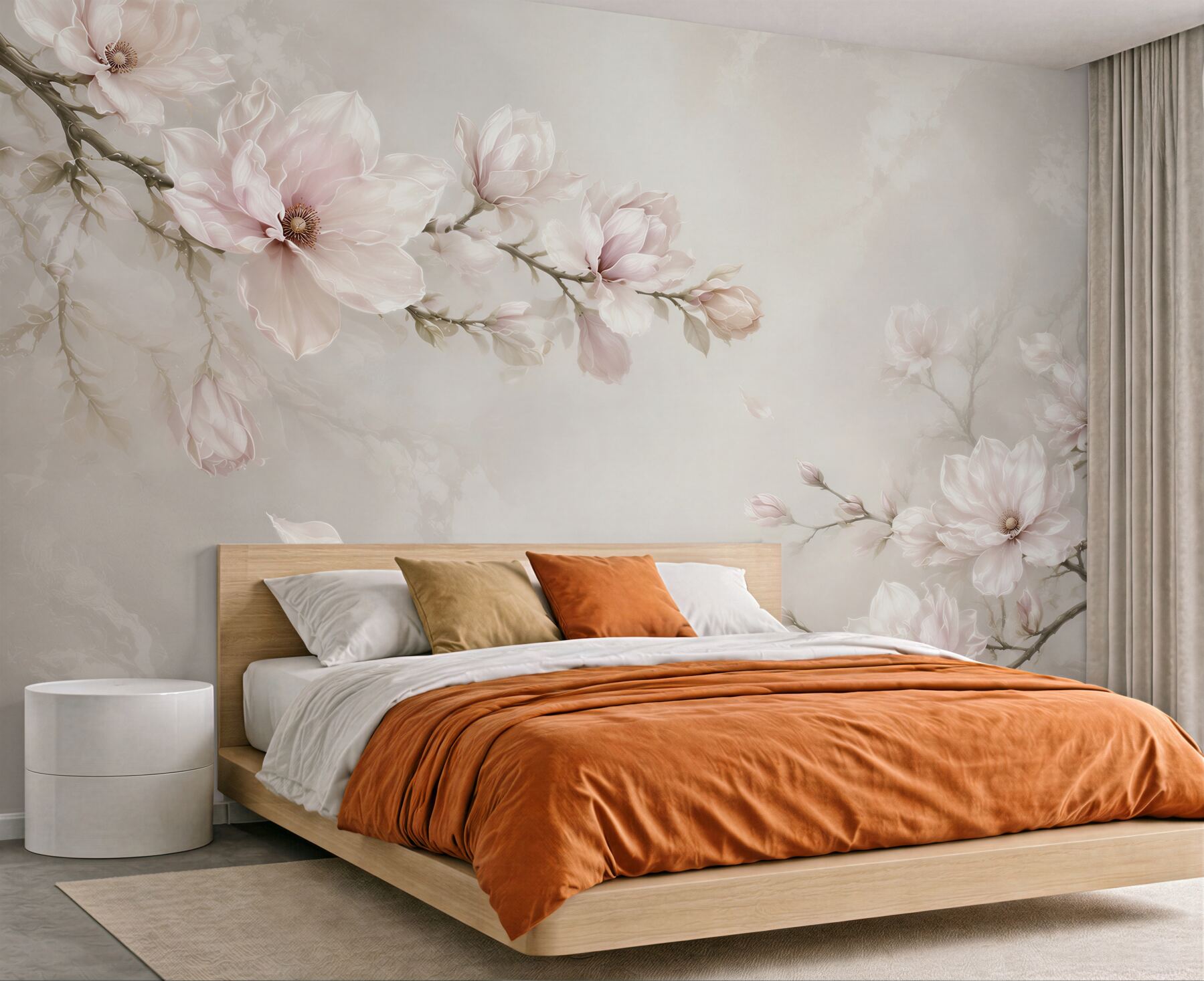 Fototapeta kwitnące magnolie pudrowy róż na jasnym tle elegancka?v23