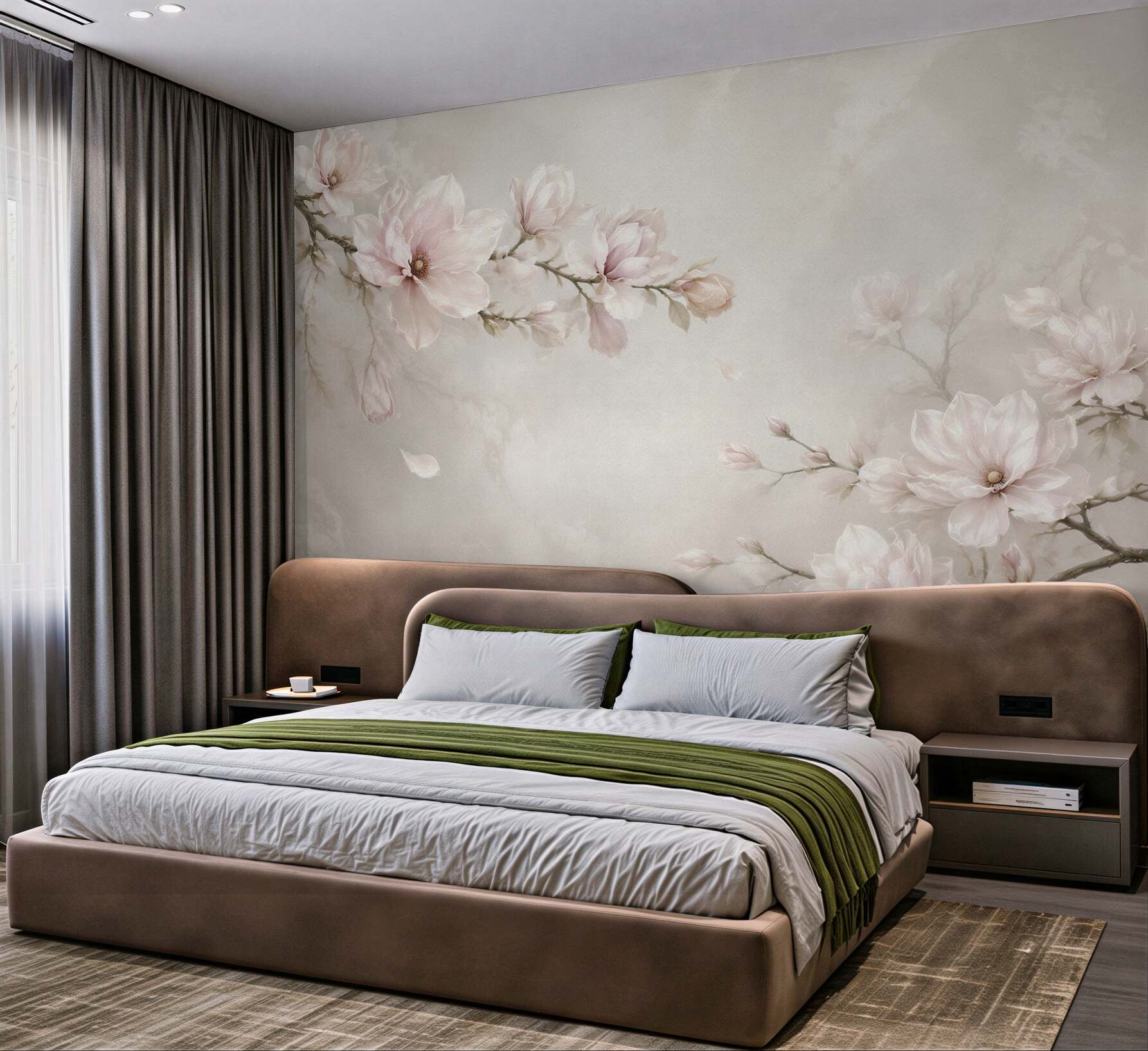 Fototapeta kwitnące magnolie pudrowy róż na jasnym tle elegancka?v23