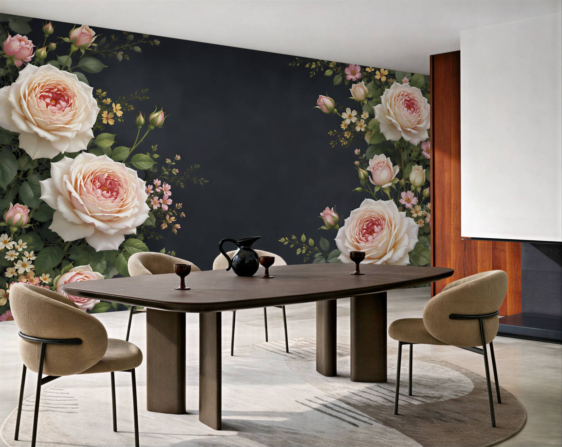 Fototapeta kremowe róże na ciemnym tle elegancka do salonu?v23