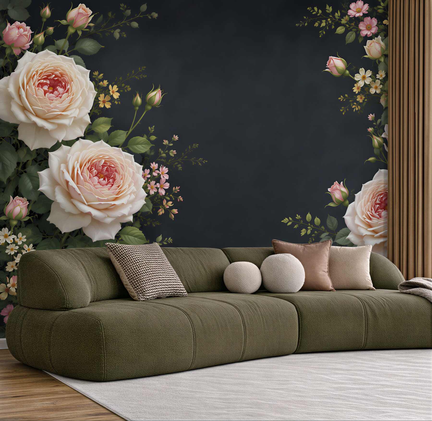 Fototapeta kremowe róże na ciemnym tle elegancka do salonu?v23
