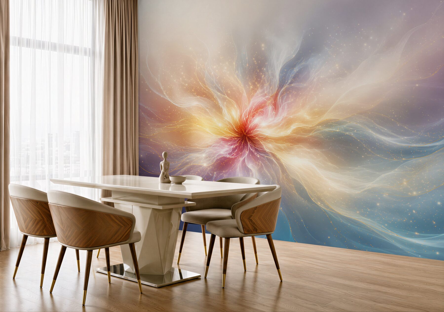 Fototapeta abstrakcyjny kwiat pastelowy z delikatnymi świetlnymi smugami?v23