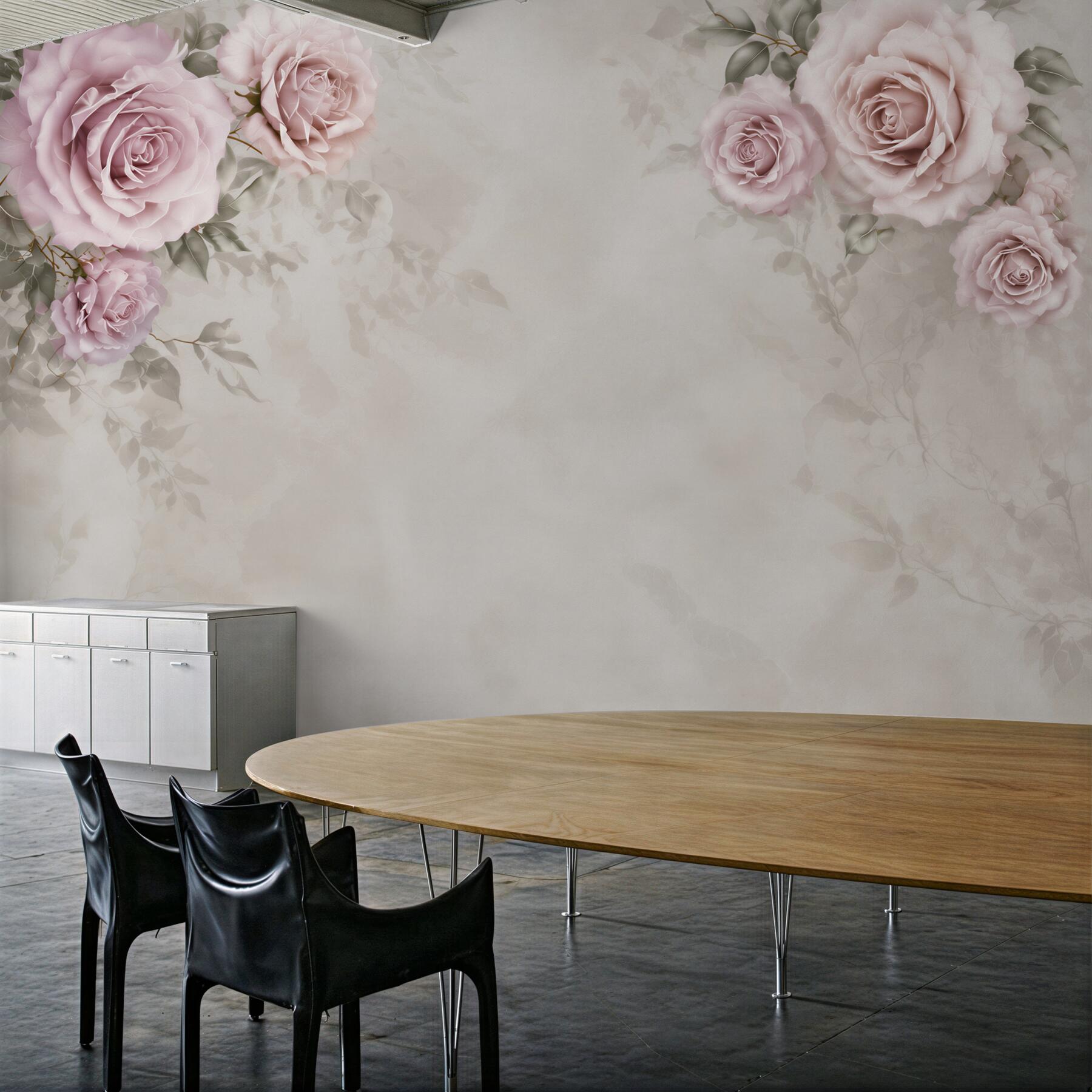 Fototapeta pudrowe róże na beżowym tle elegancka do sypialni?v23