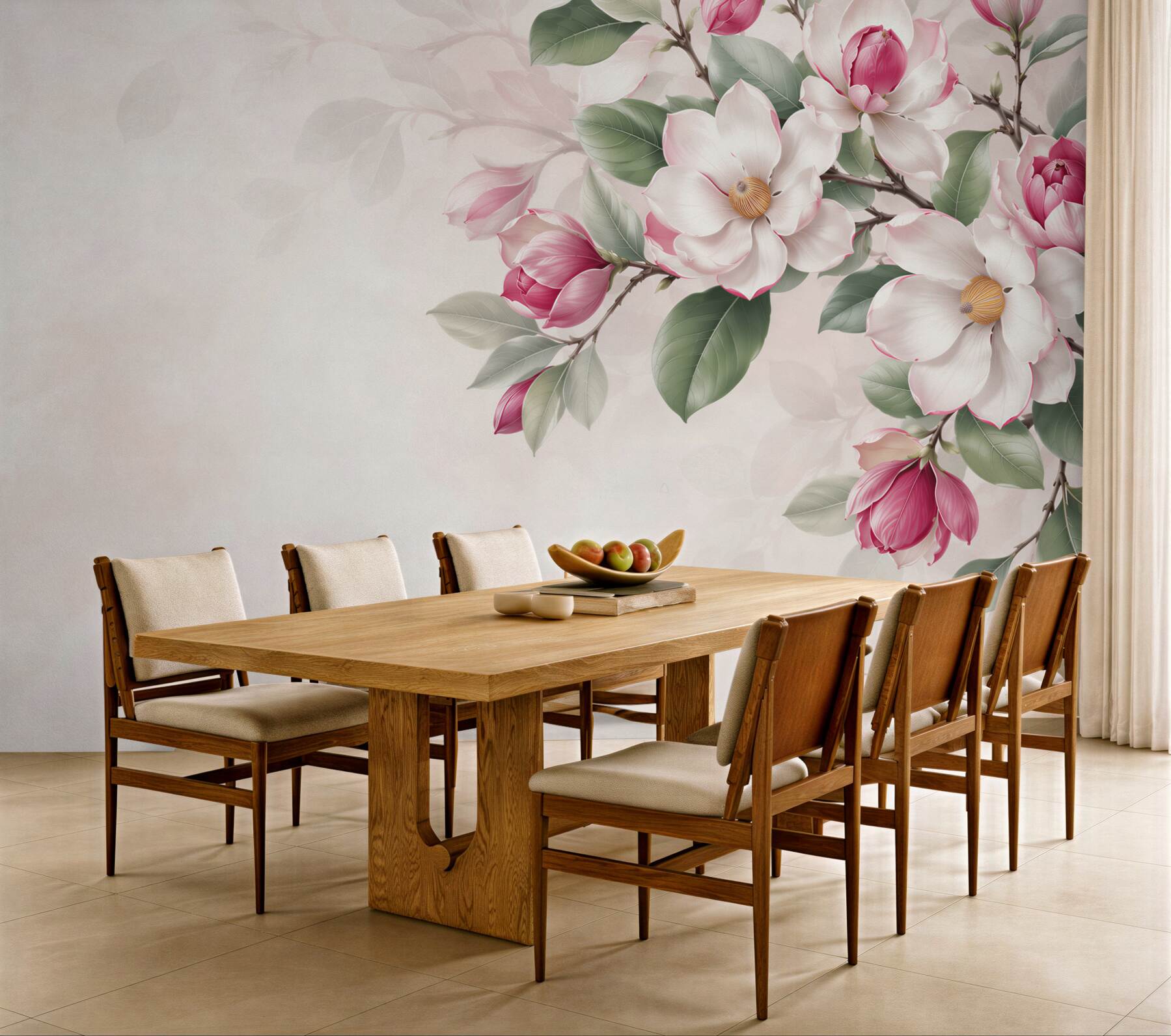 Fototapeta białe i różowe magnolie z zielonymi liśćmi elegancka?v23