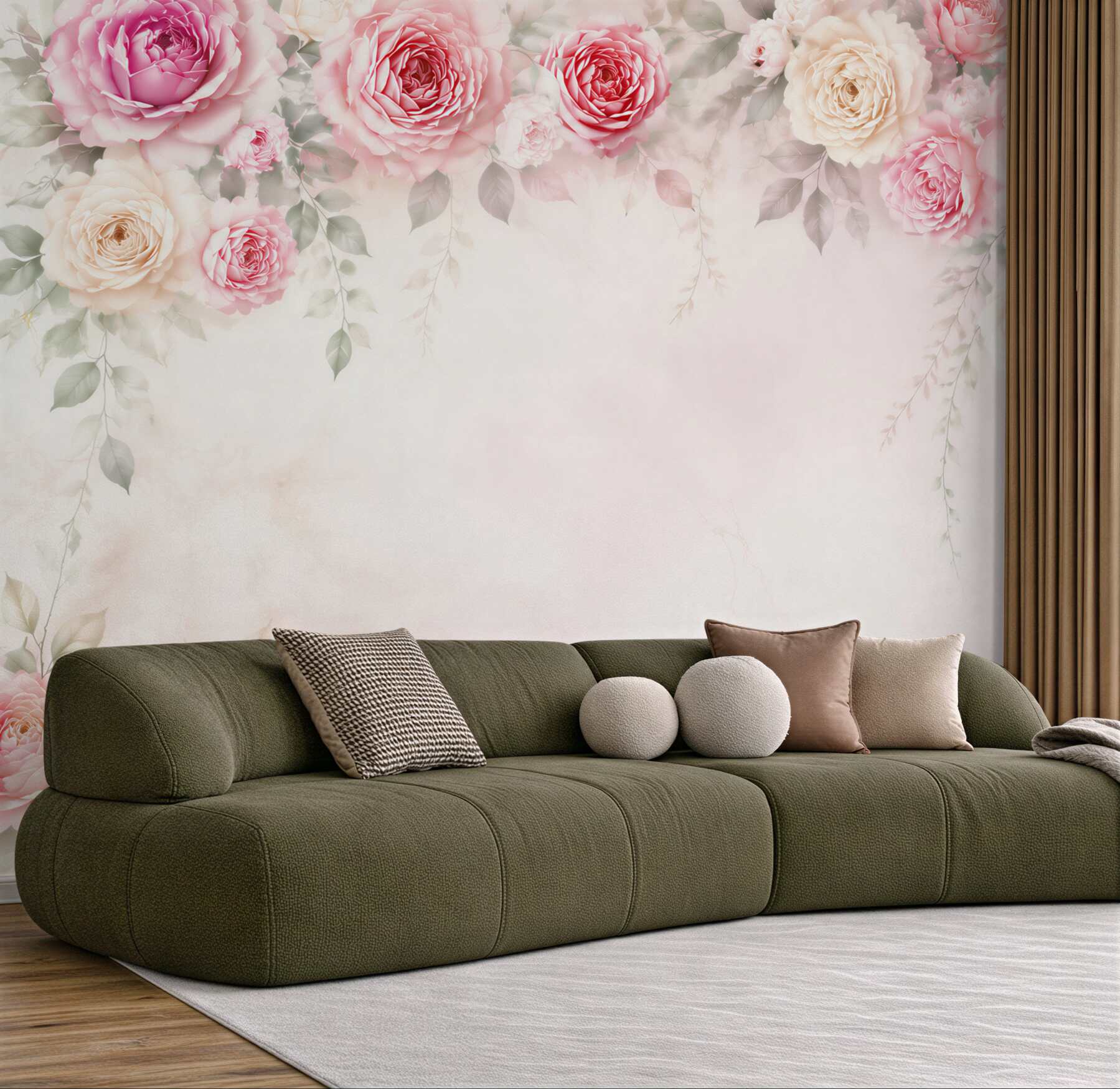 Fototapeta róże różowo kremowe eleganckie do romantycznej sypialni?v23