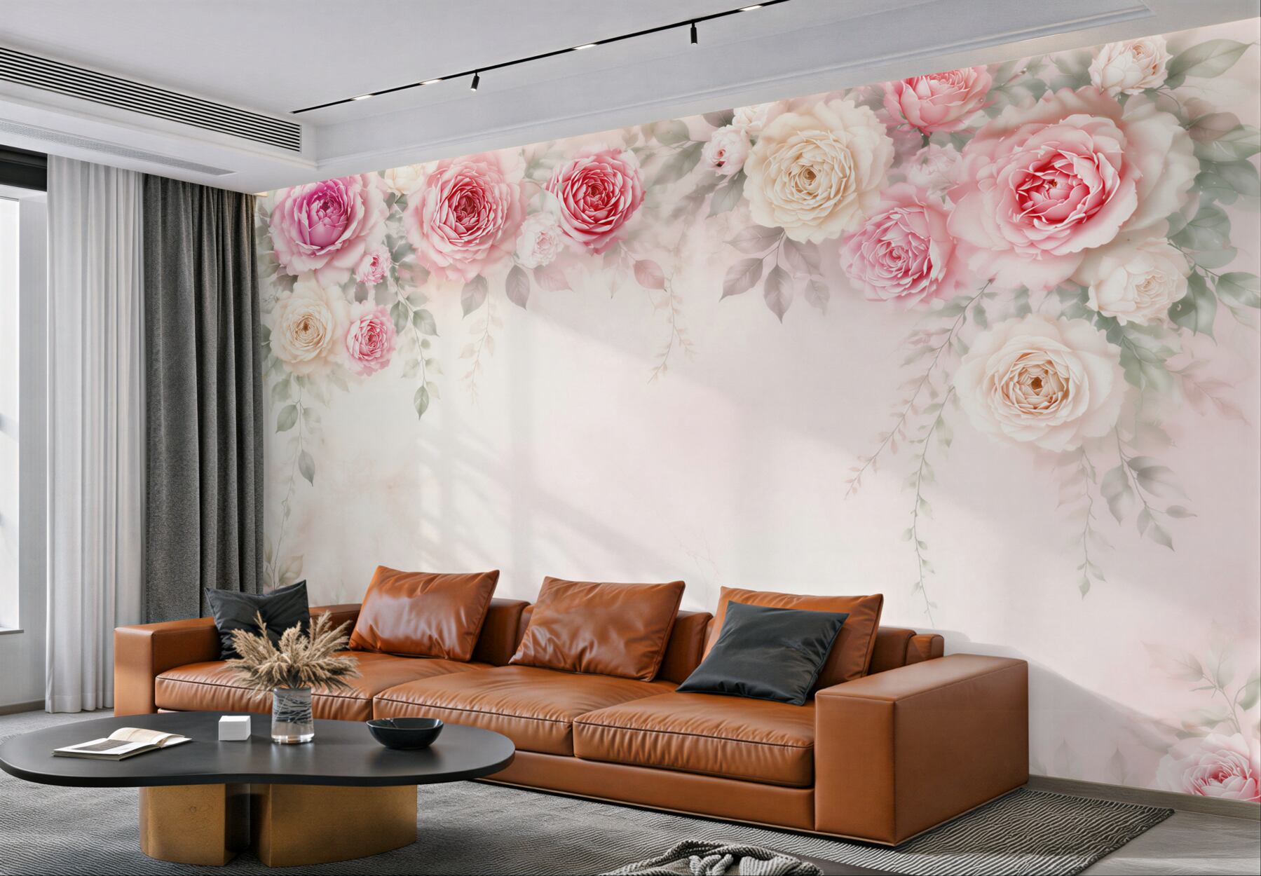 Fototapeta róże różowo kremowe eleganckie do romantycznej sypialni?v23