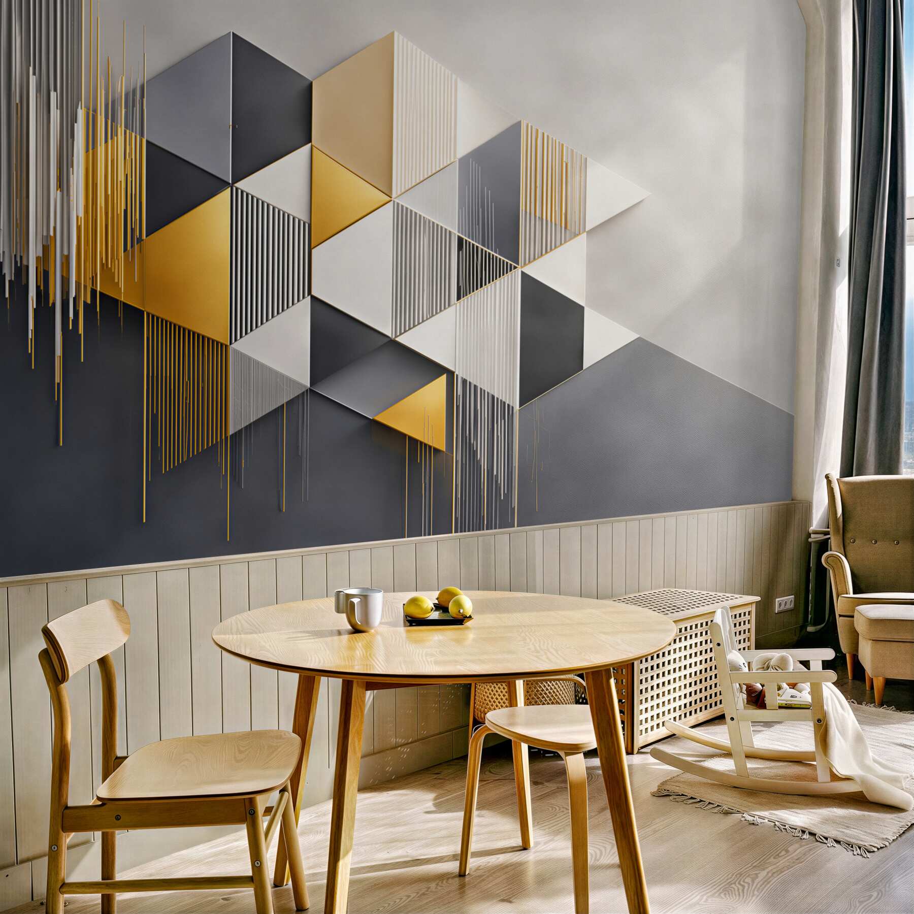 Fototapeta geometryczna trójkąty szaro złote nowoczesna abstrakcja?v23