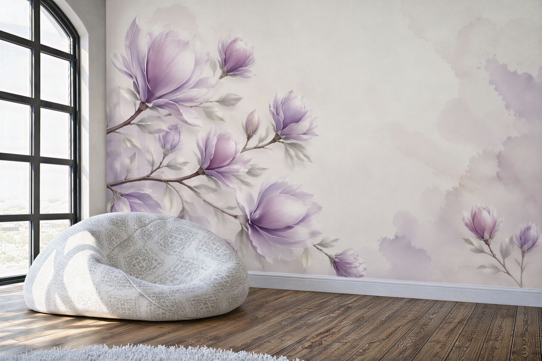 Fototapeta magnolie lawendowe na jasnym tle romantyczna