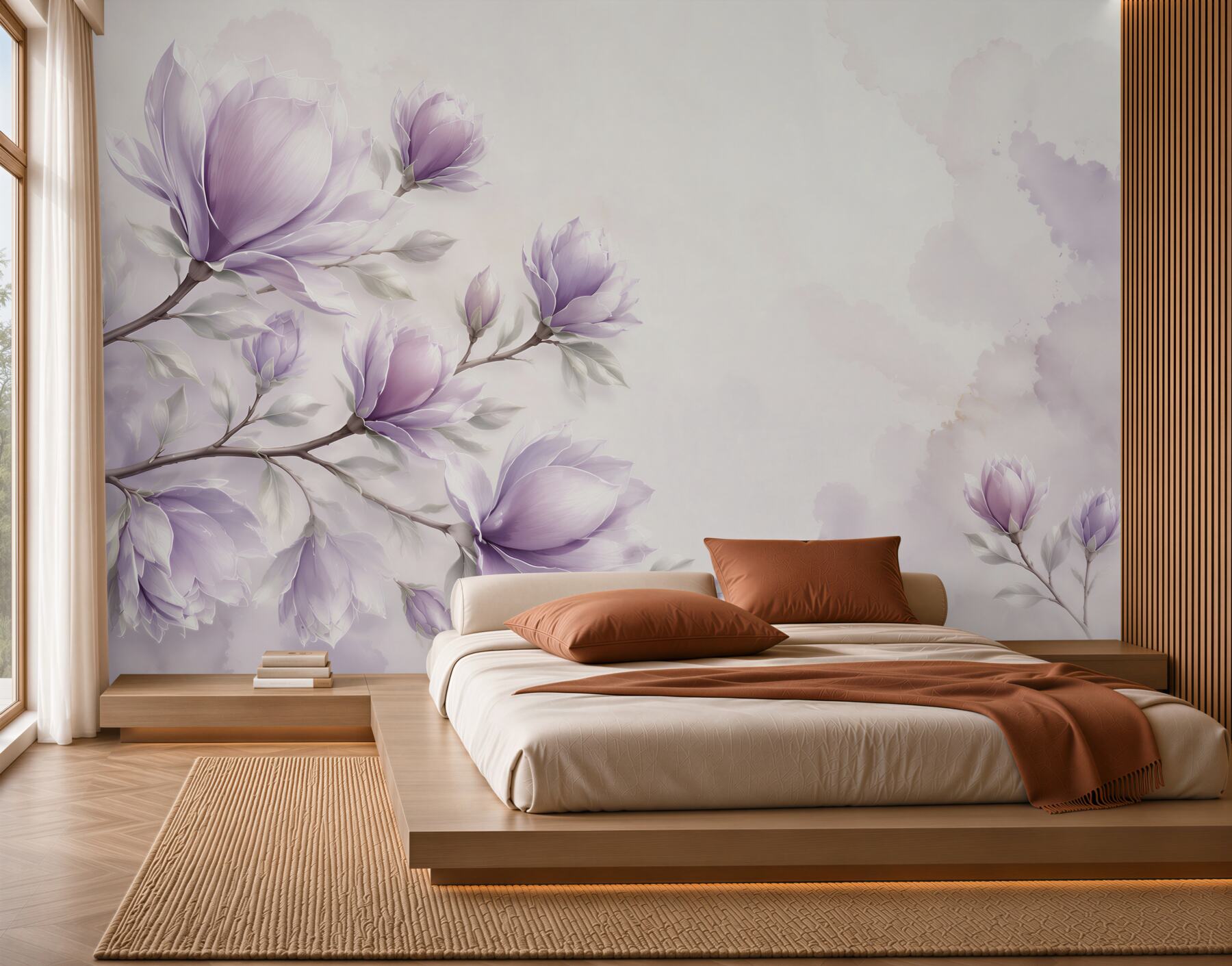 Fototapeta magnolie lawendowe na jasnym tle romantyczna?v23