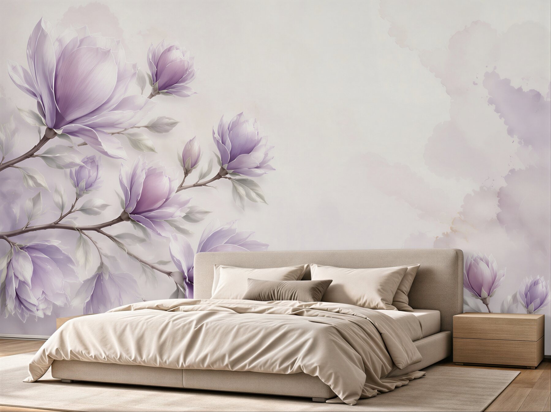 Fototapeta magnolie lawendowe na jasnym tle romantyczna?v23