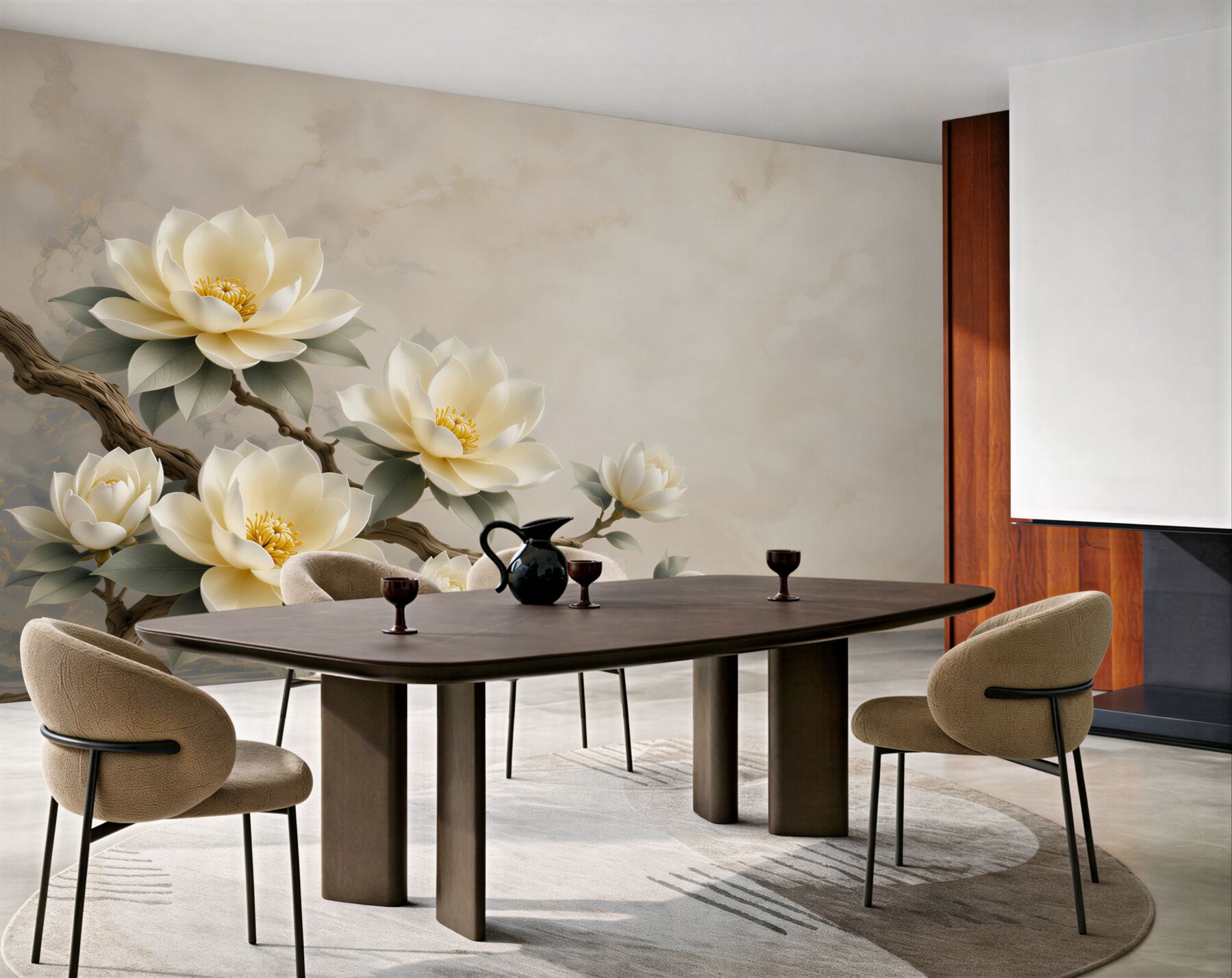 Fototapeta kremowe magnolie na gałęzi elegancka do salonu?v23