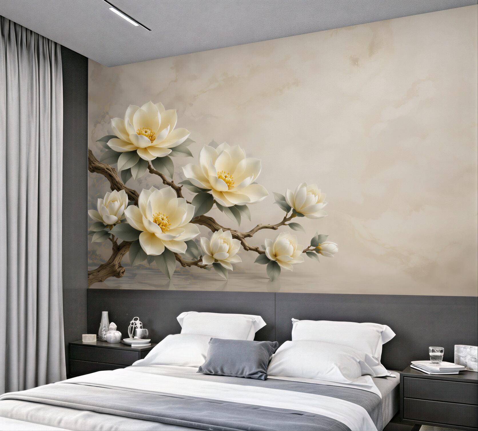 Fototapeta kremowe magnolie na gałęzi elegancka do salonu?v23
