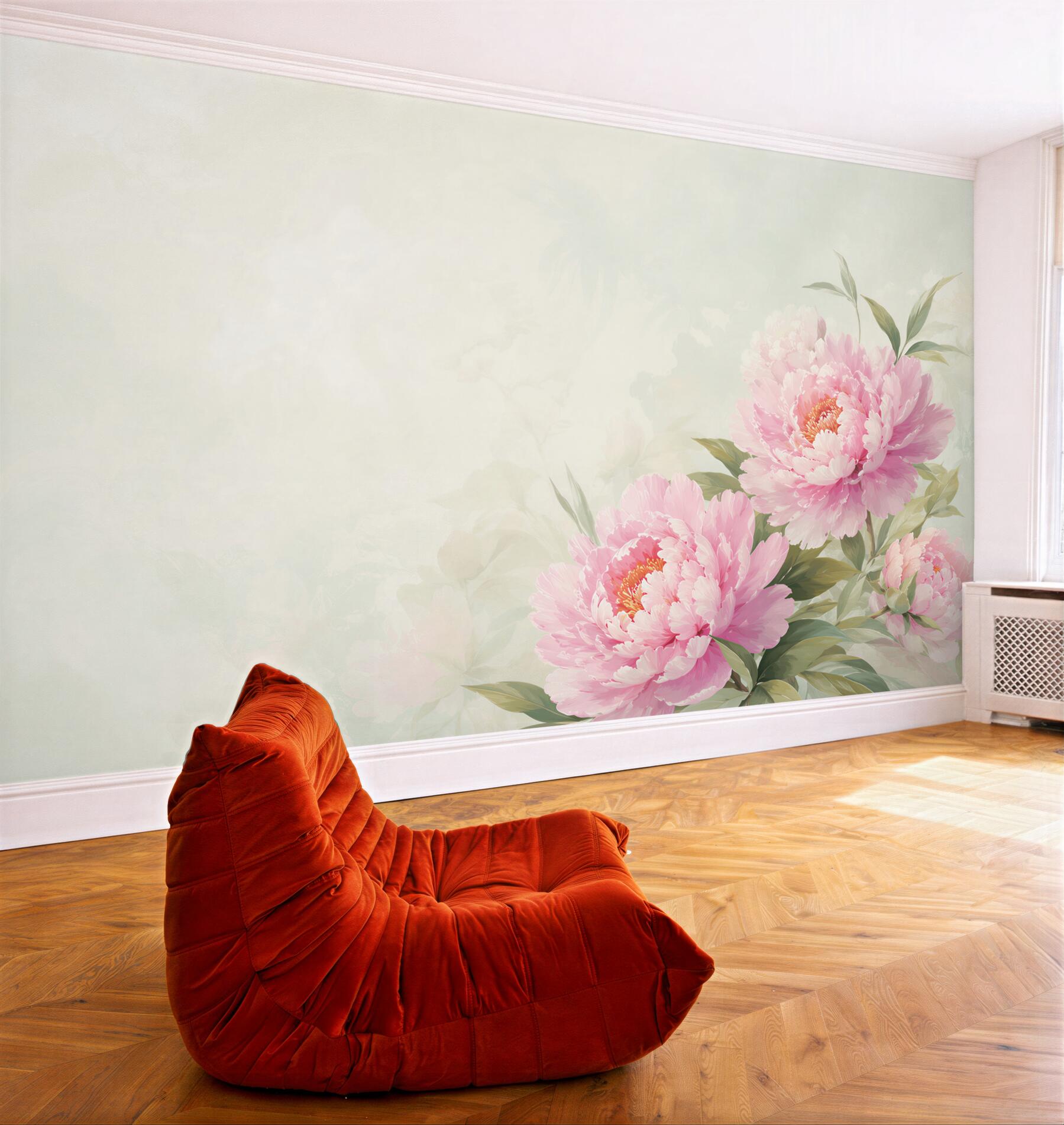 Fototapeta różowe piwonie na pastelowym tle subtelna do salonu?v23